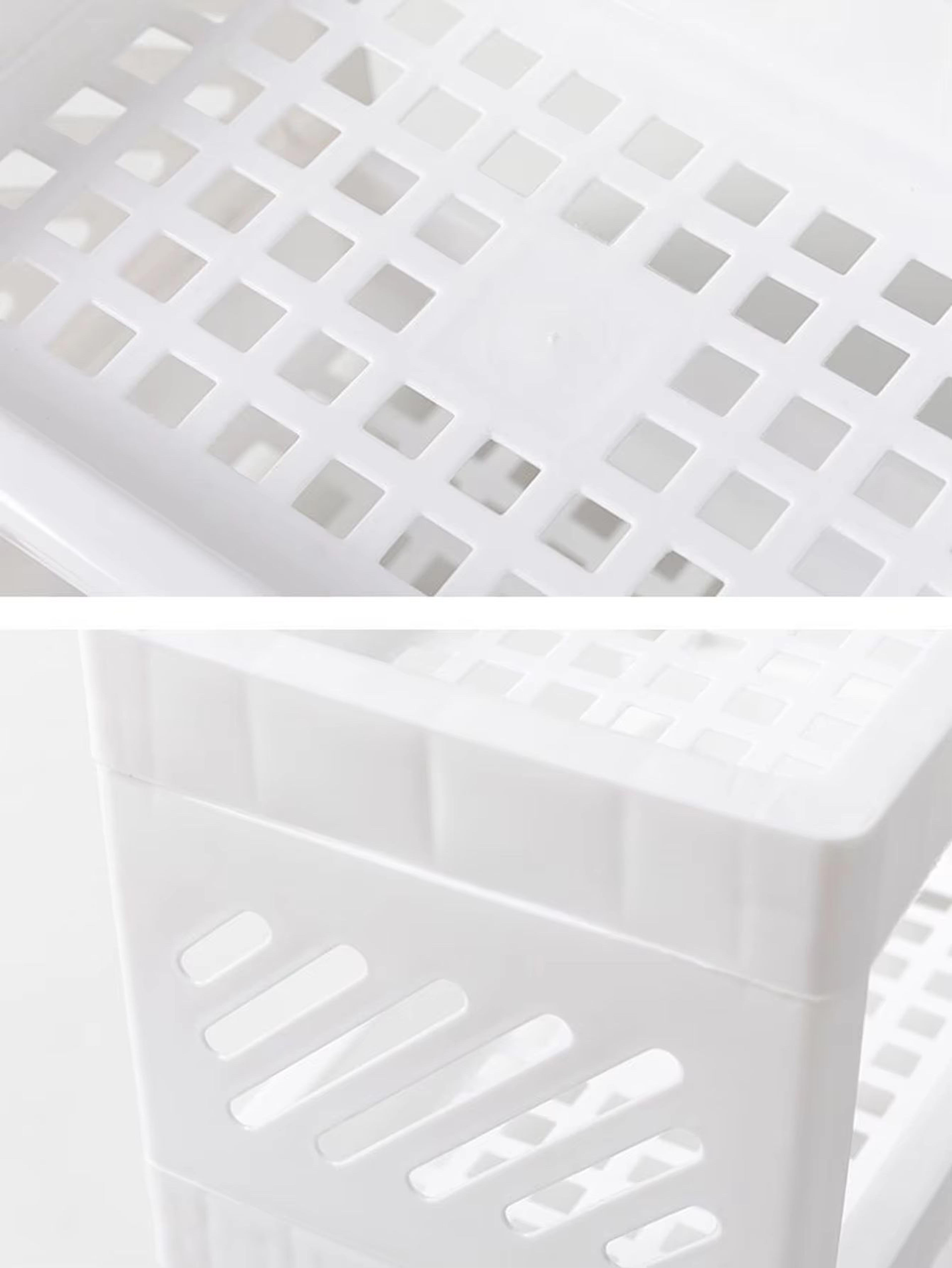 PP Desktop Double Layer Storage Rack Rectangular White Organizer 4