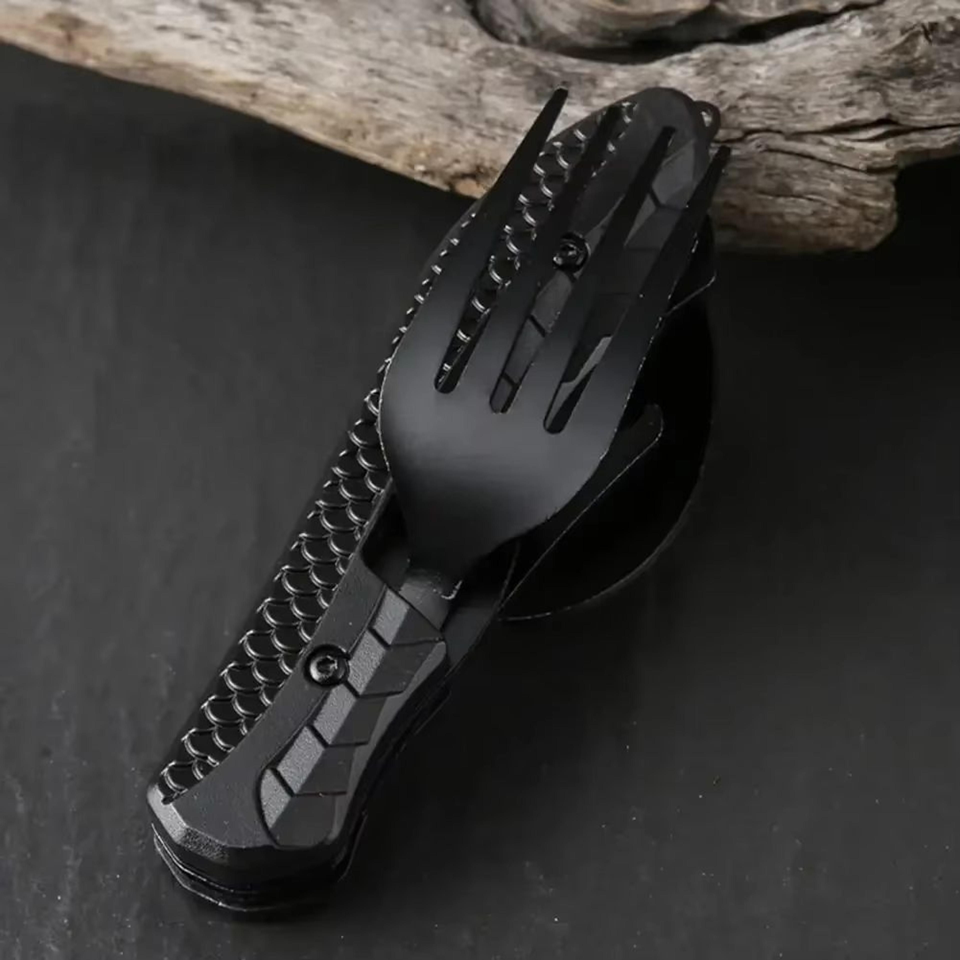 Three In One Multi Tool Camping Folding Knife Spoon Fork Bottle Opener 0