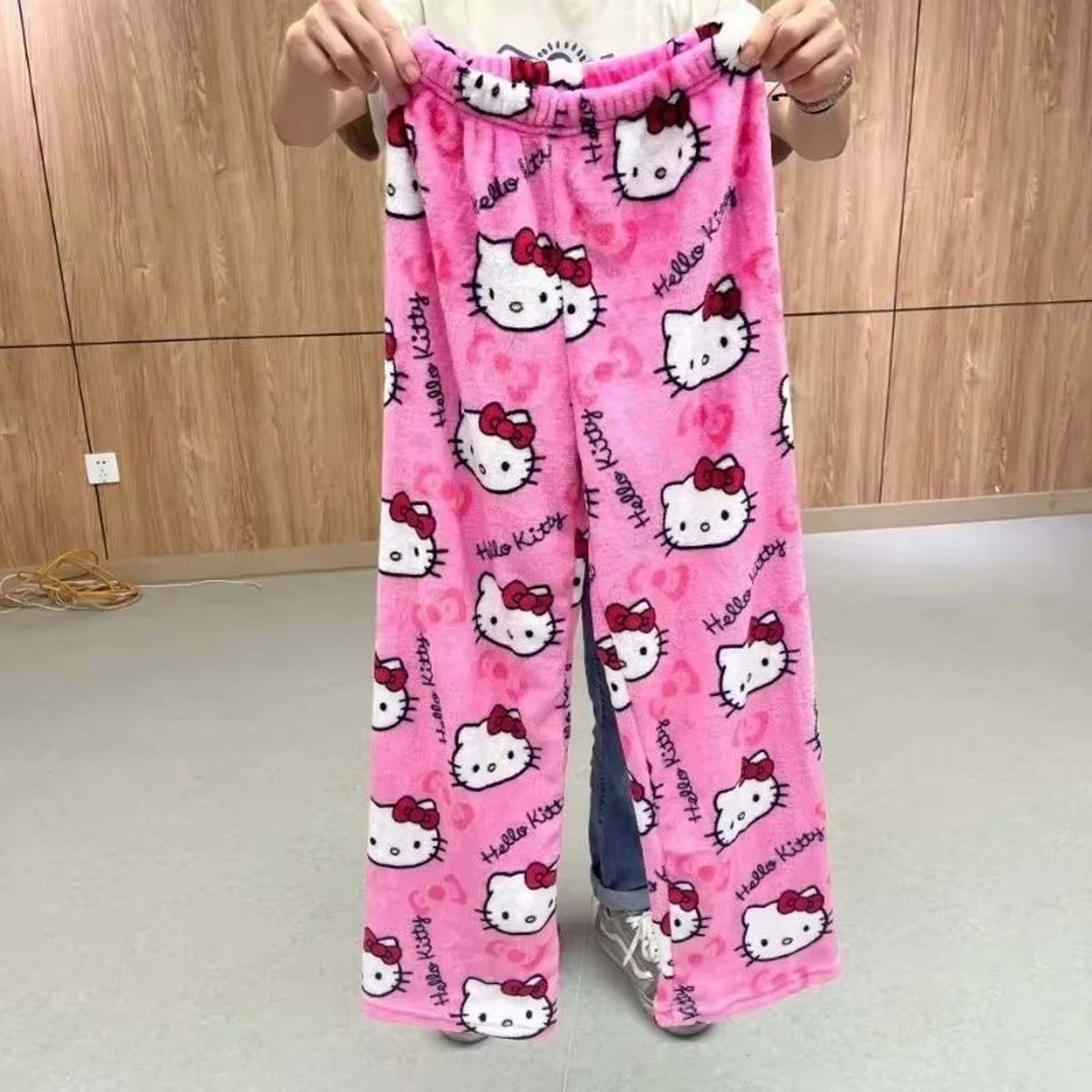Y2K Hello Kitty Pajama Pants  Sanrio Anime Womens Sleepwear Cartoon Couple Home Trousers 1
