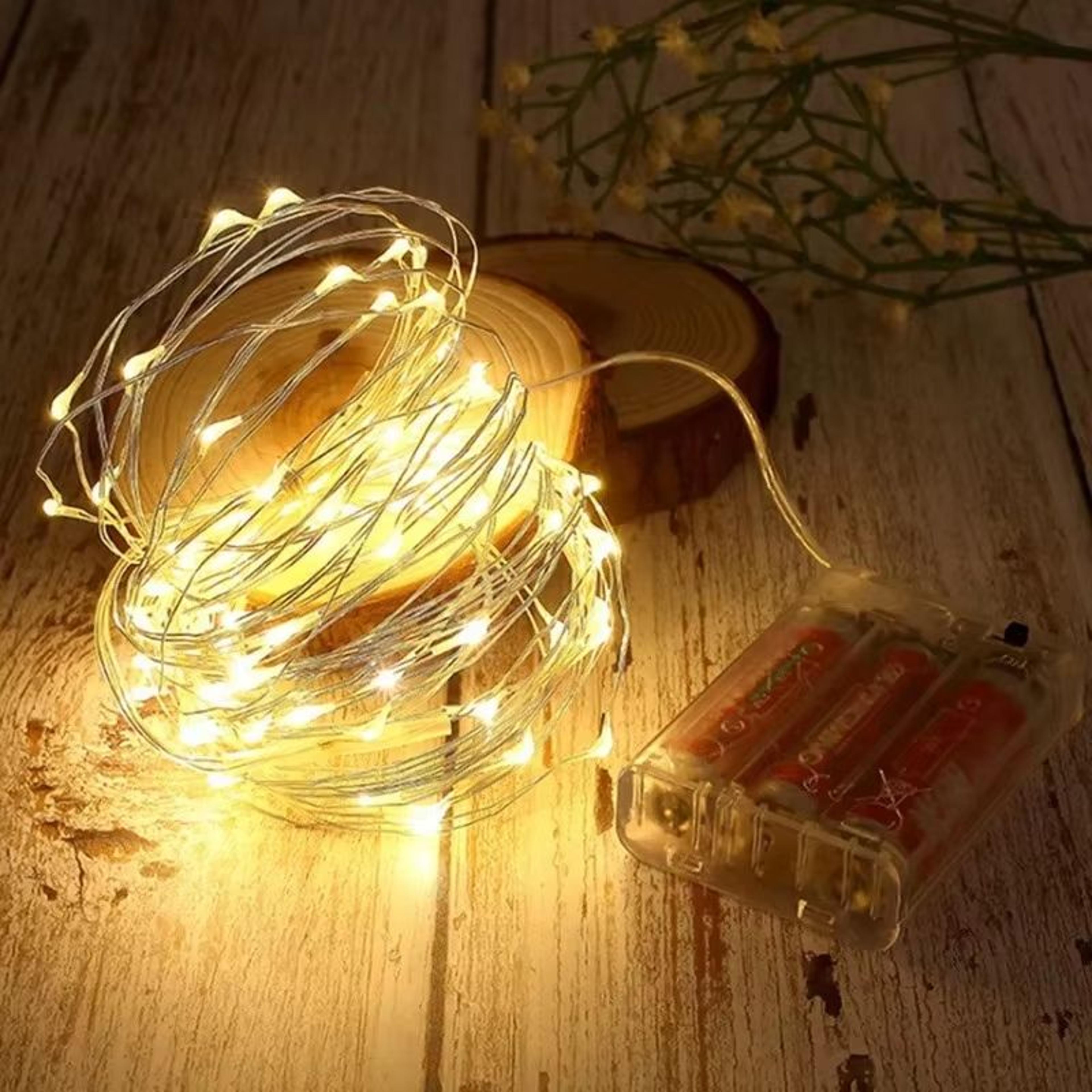 5M LED Fairy Lights  Battery Operated Copper Wire Garland String Lights For Outdoor Garden Party We 0