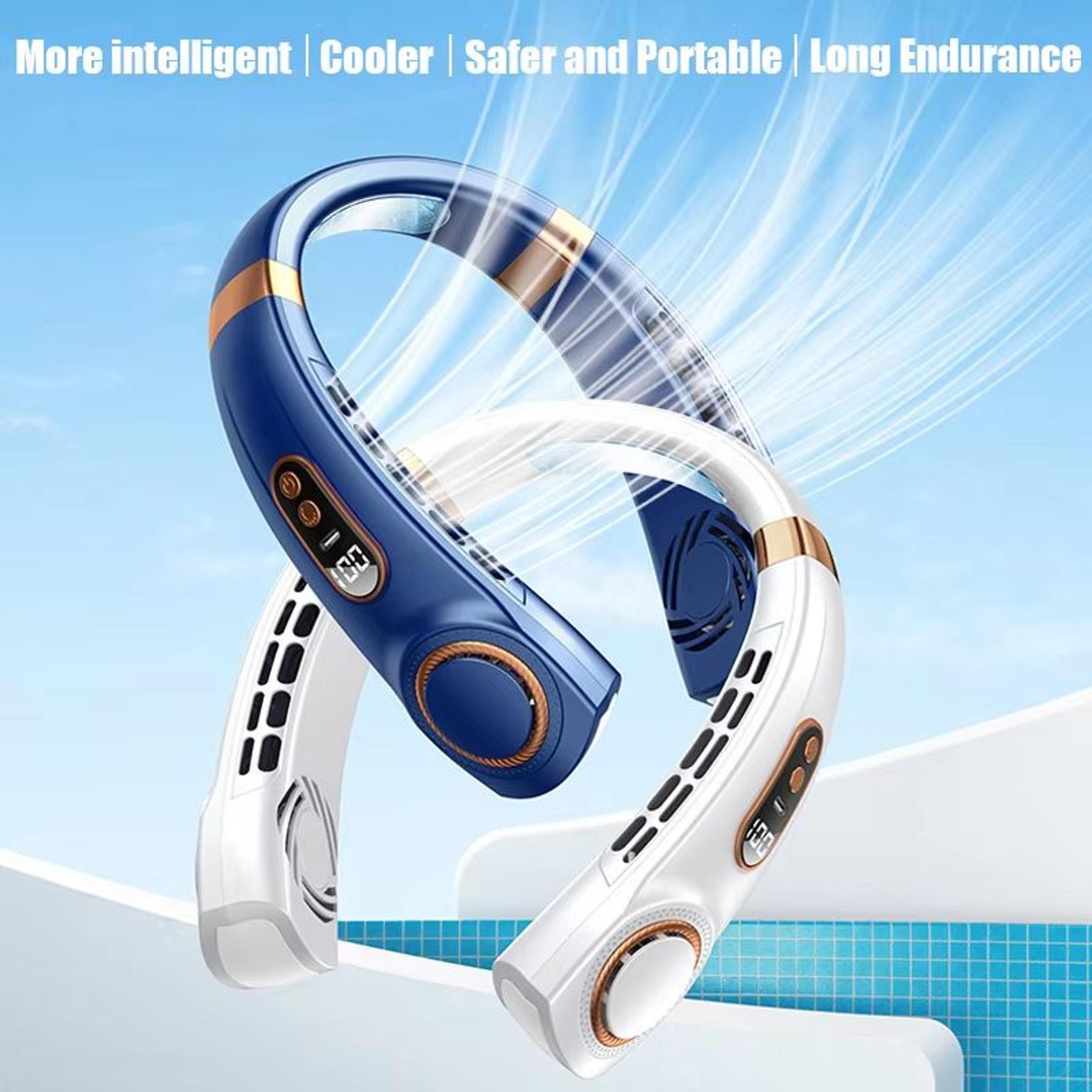Portable Hanging Neck Fan With LED Digital Display  USB Rechargeable Bladeless Air Cooler 0
