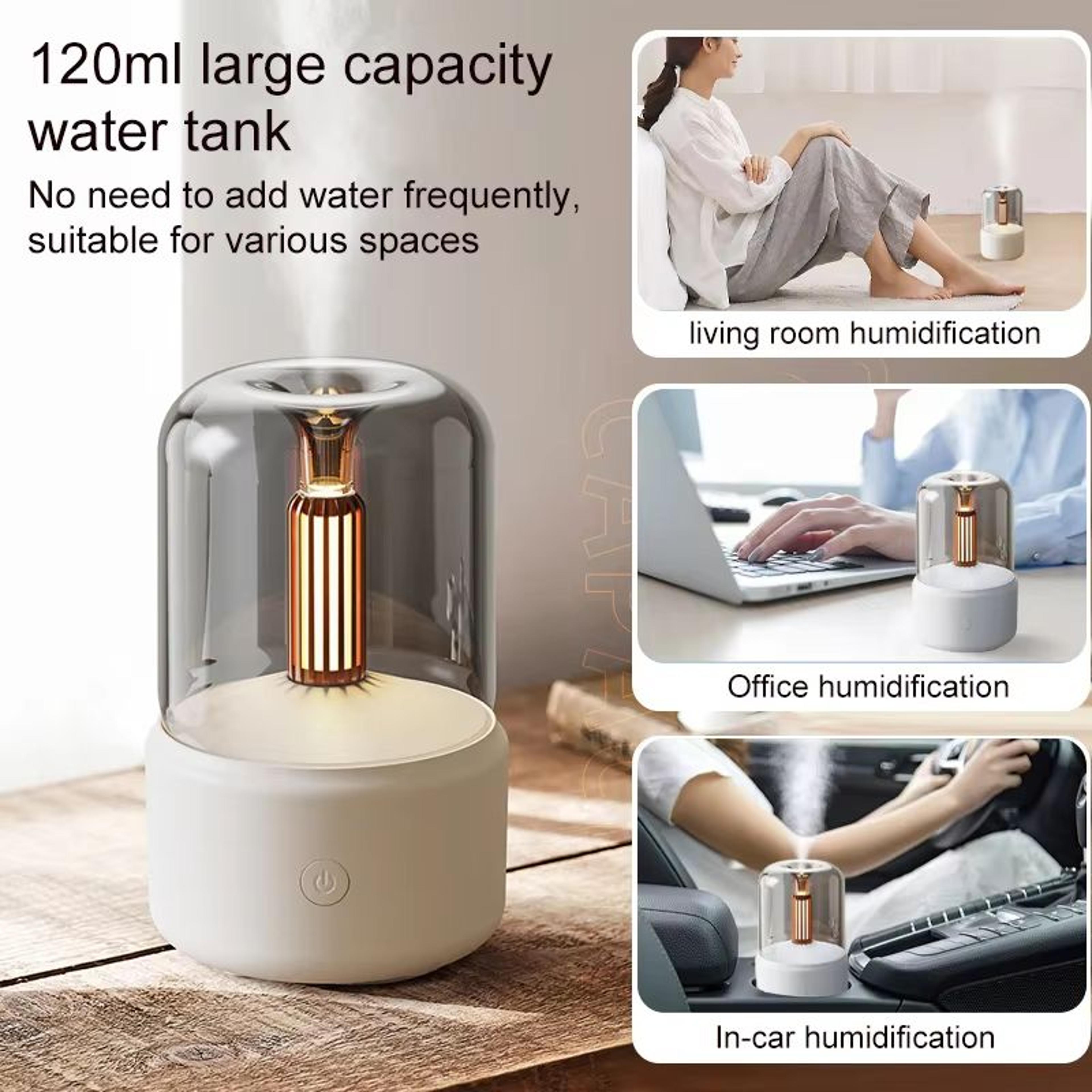 120 ML Candlelight Aroma Diffuser  CoolMist Humidifier  USB Rechargeable Home Night Light For Relax 1