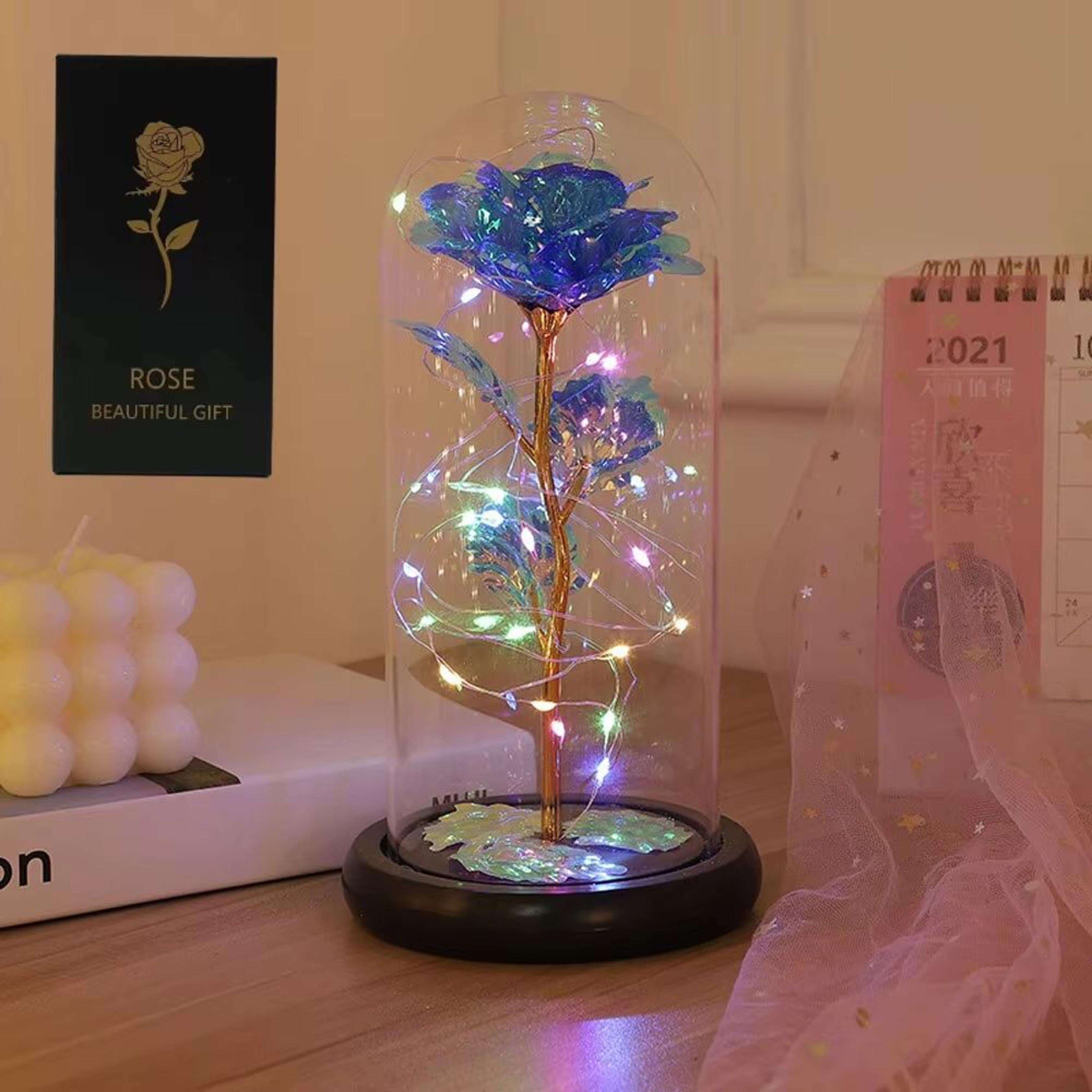 LED Galaxy Rose In Glass Dome  Illuminated Eternal Flower Gift 5