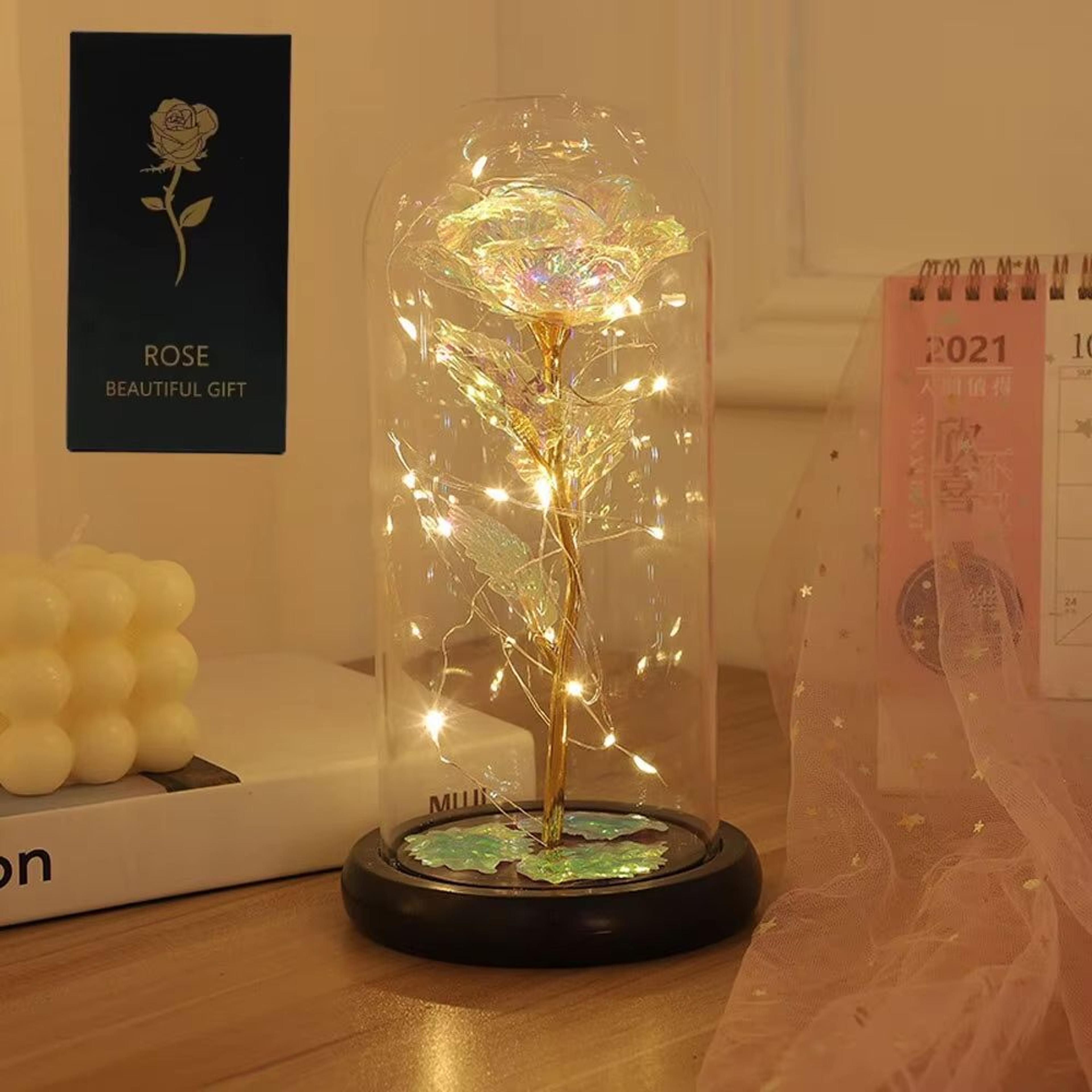 LED Galaxy Rose In Glass Dome  Illuminated Eternal Flower Gift 6