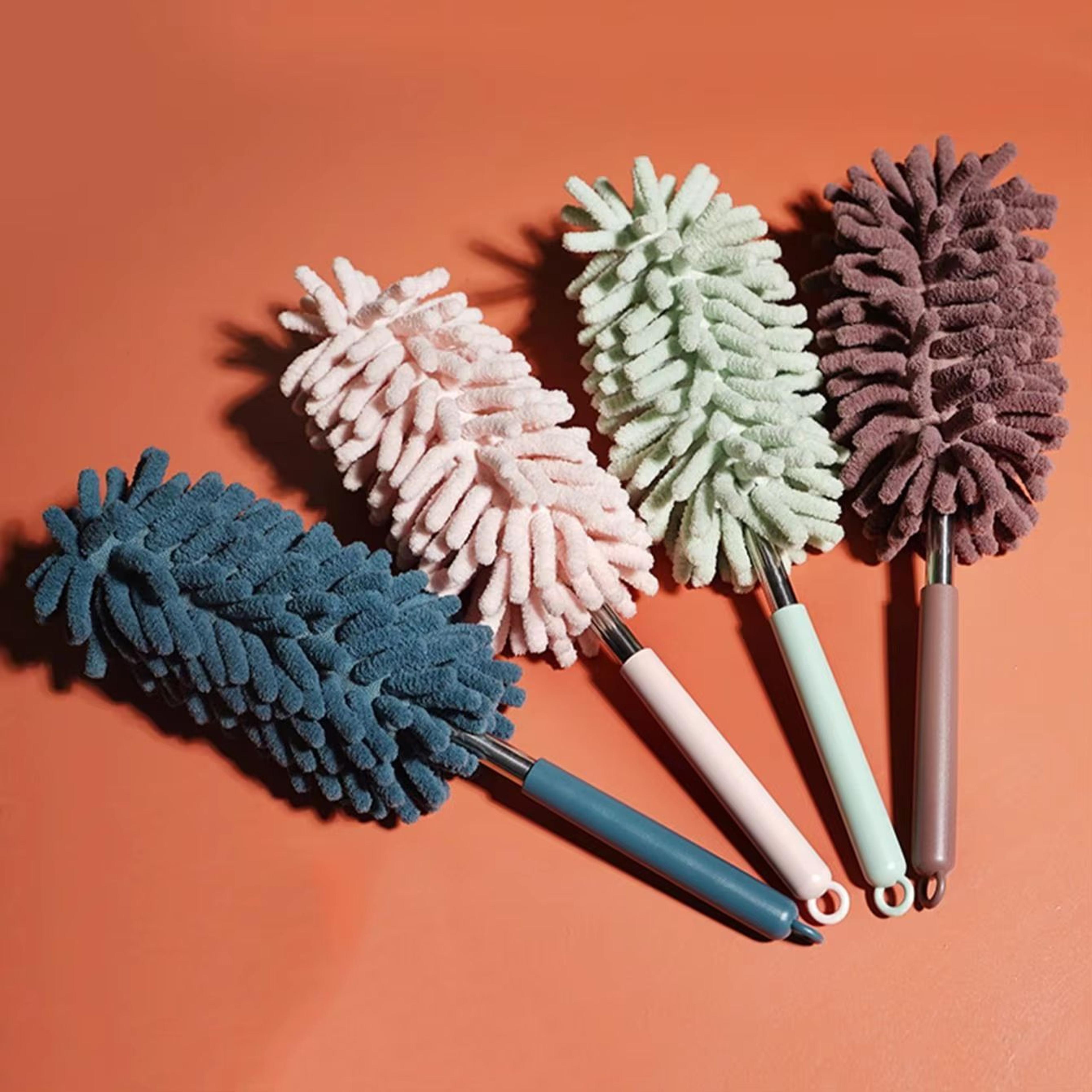 telescopic microfiber chenille duster with stainless steel handle - multifunction high reach dust brush