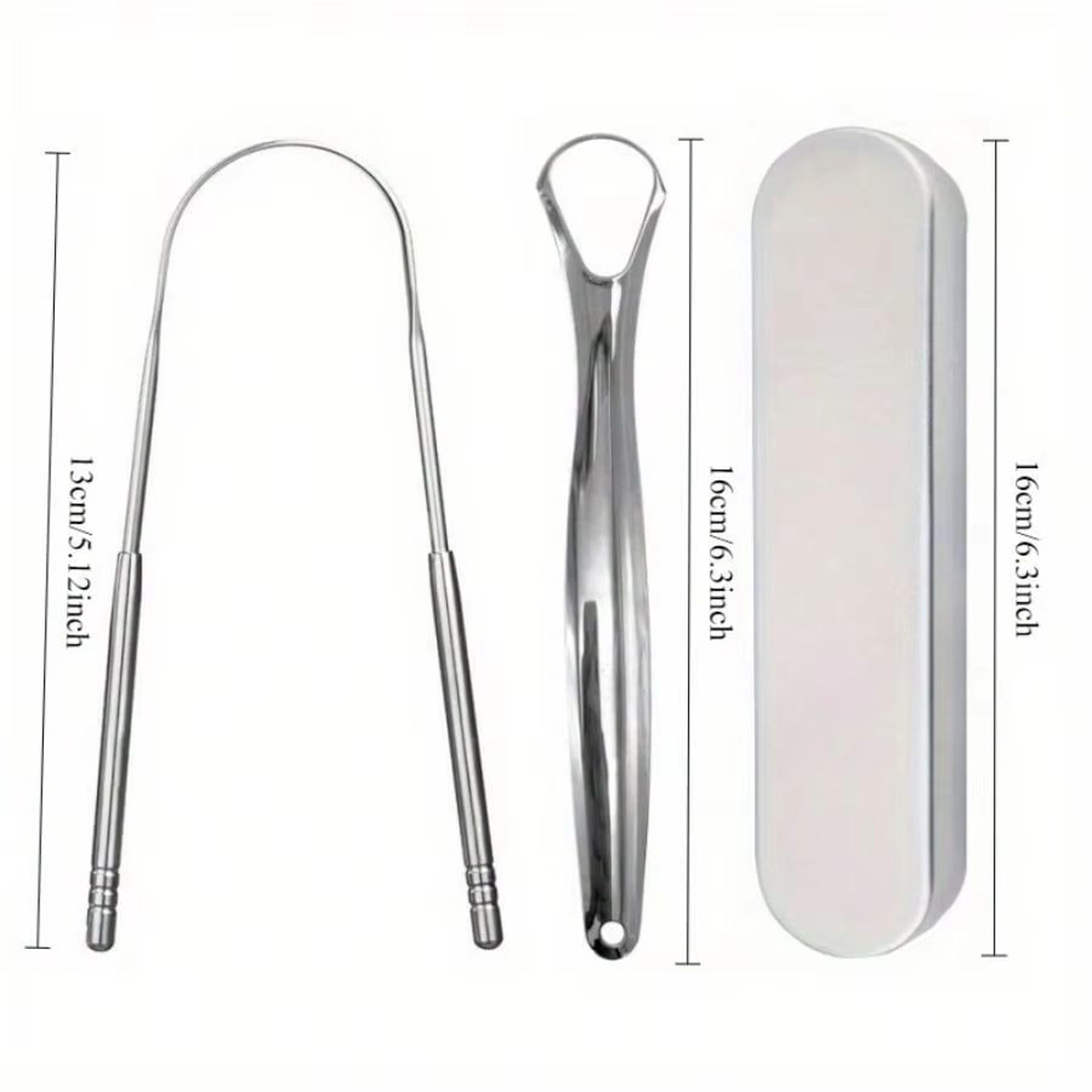 PureClean Stainless Steel Tongue Scraper Set  UShaped Tongue Cleaner Kit 1234Piece In Case 2