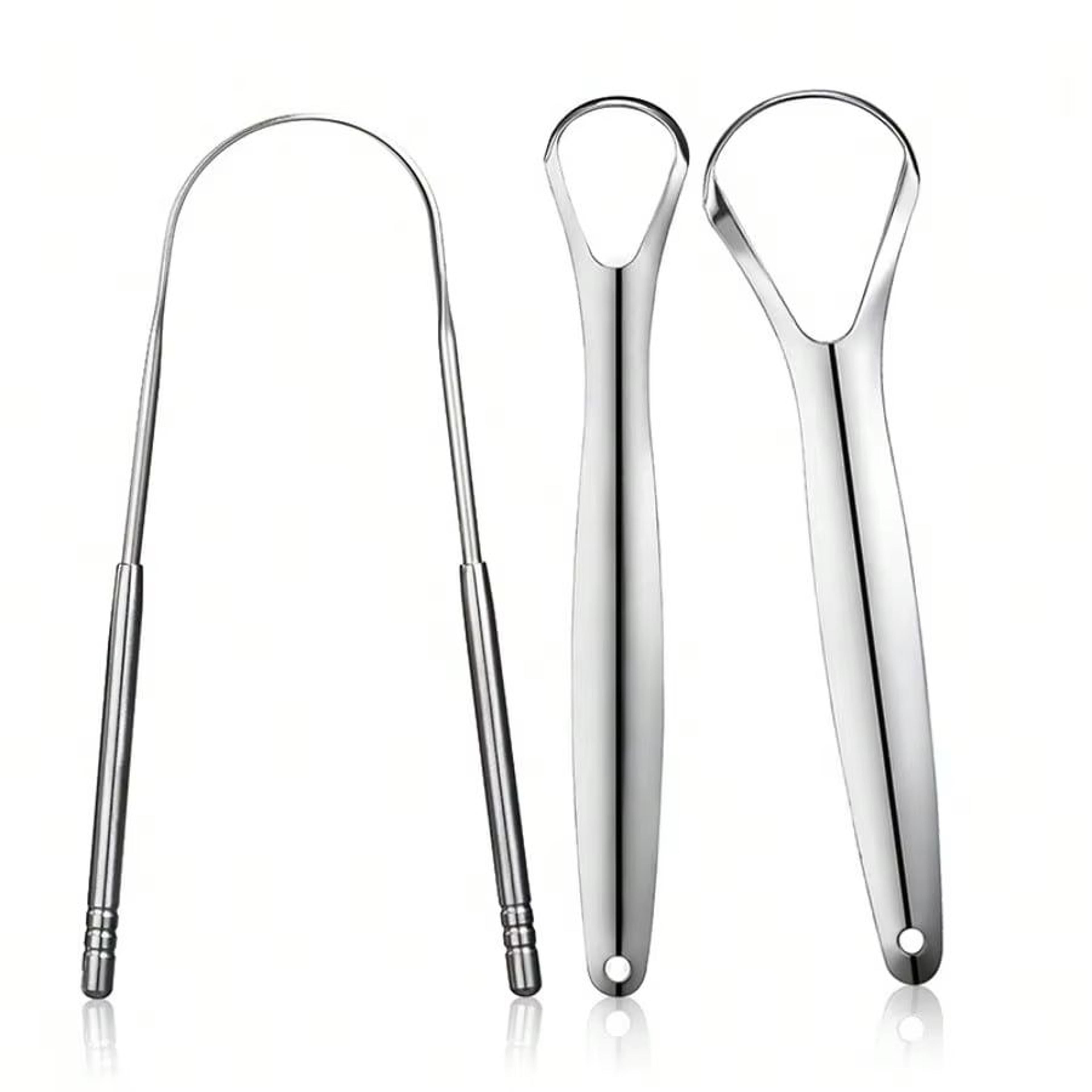 PureClean Stainless Steel Tongue Scraper Set  UShaped Tongue Cleaner Kit 1234Piece In Case 3