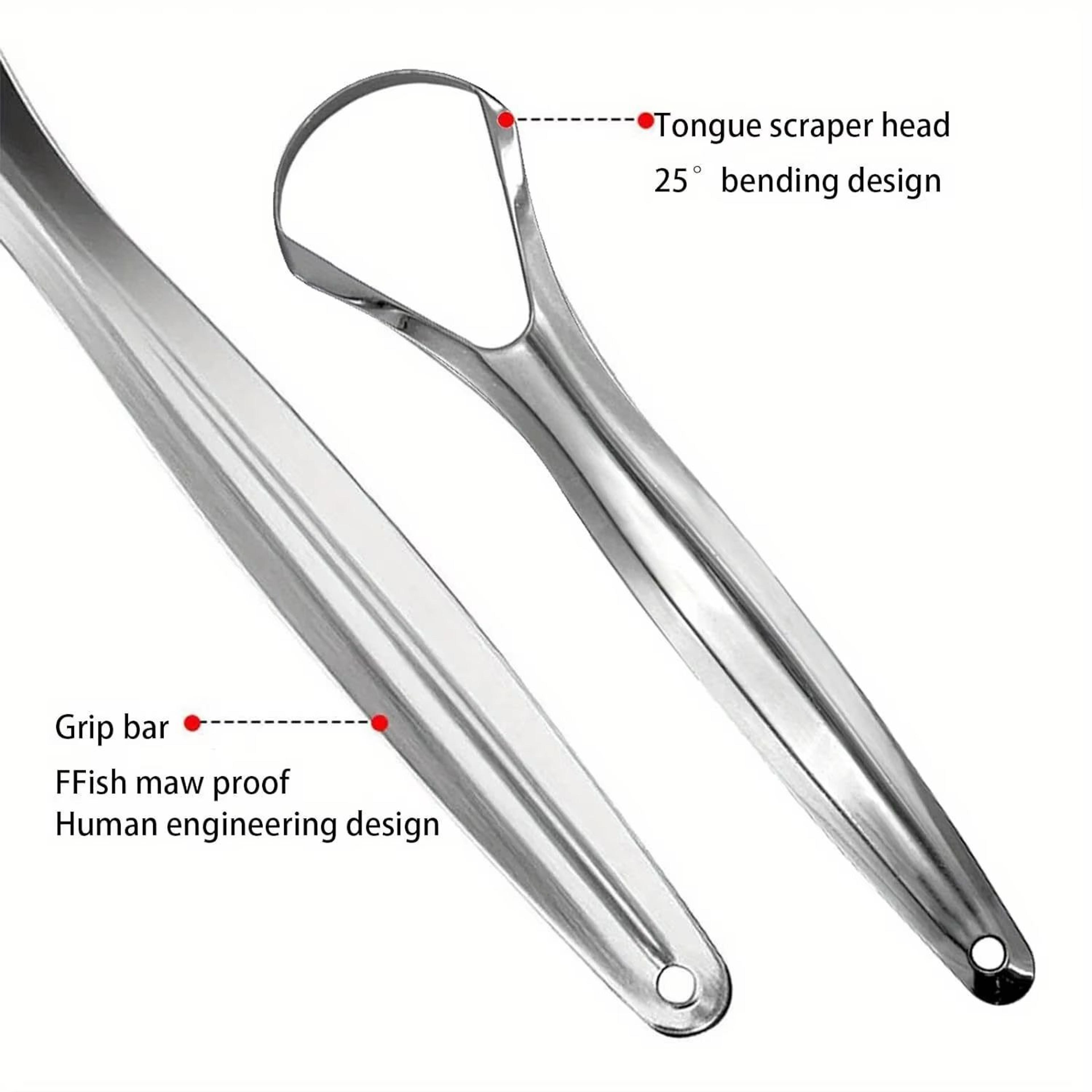 PureClean Stainless Steel SpoonShaped Tongue Scraper Set 2