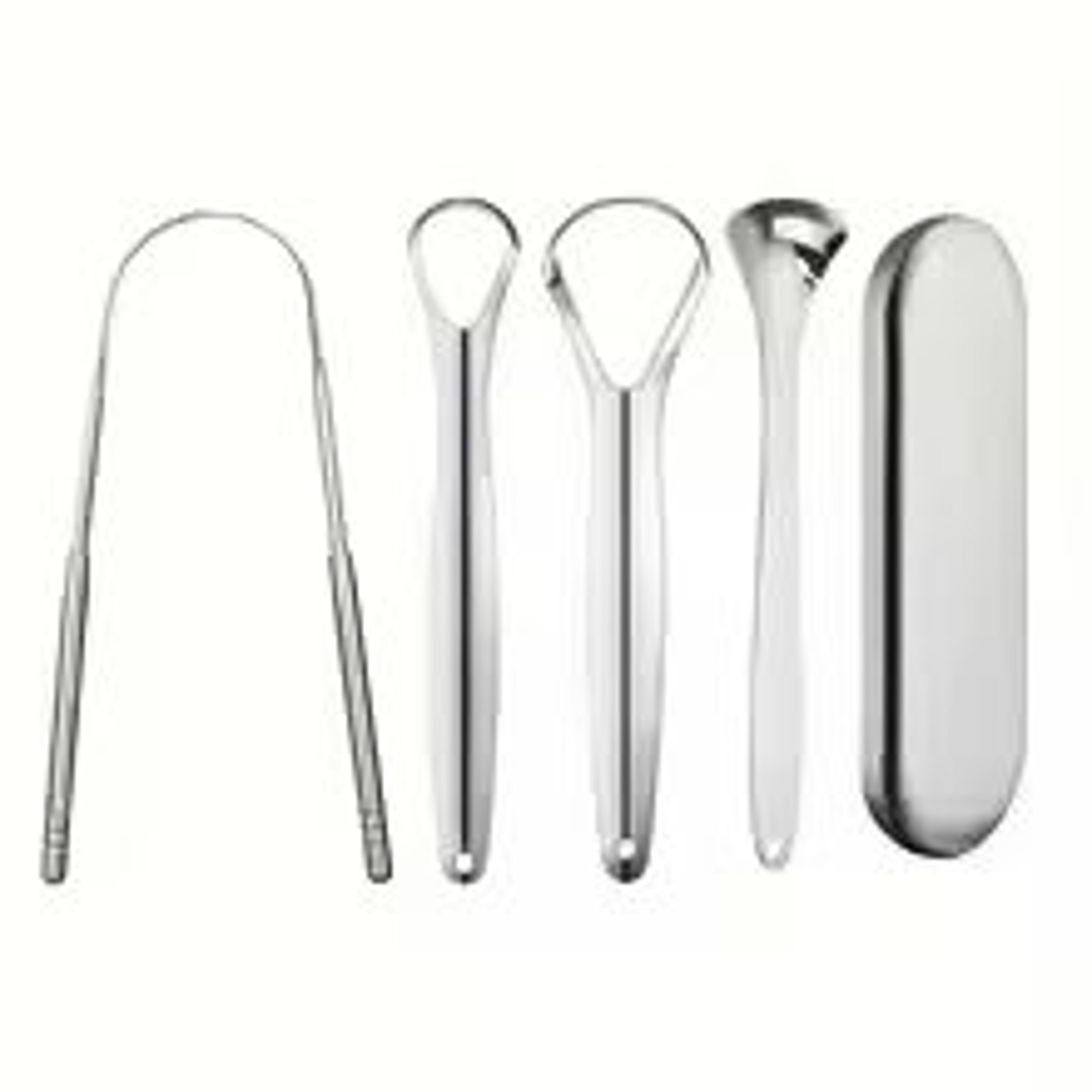 PureClean Stainless Steel SpoonShaped Tongue Scraper Set 8