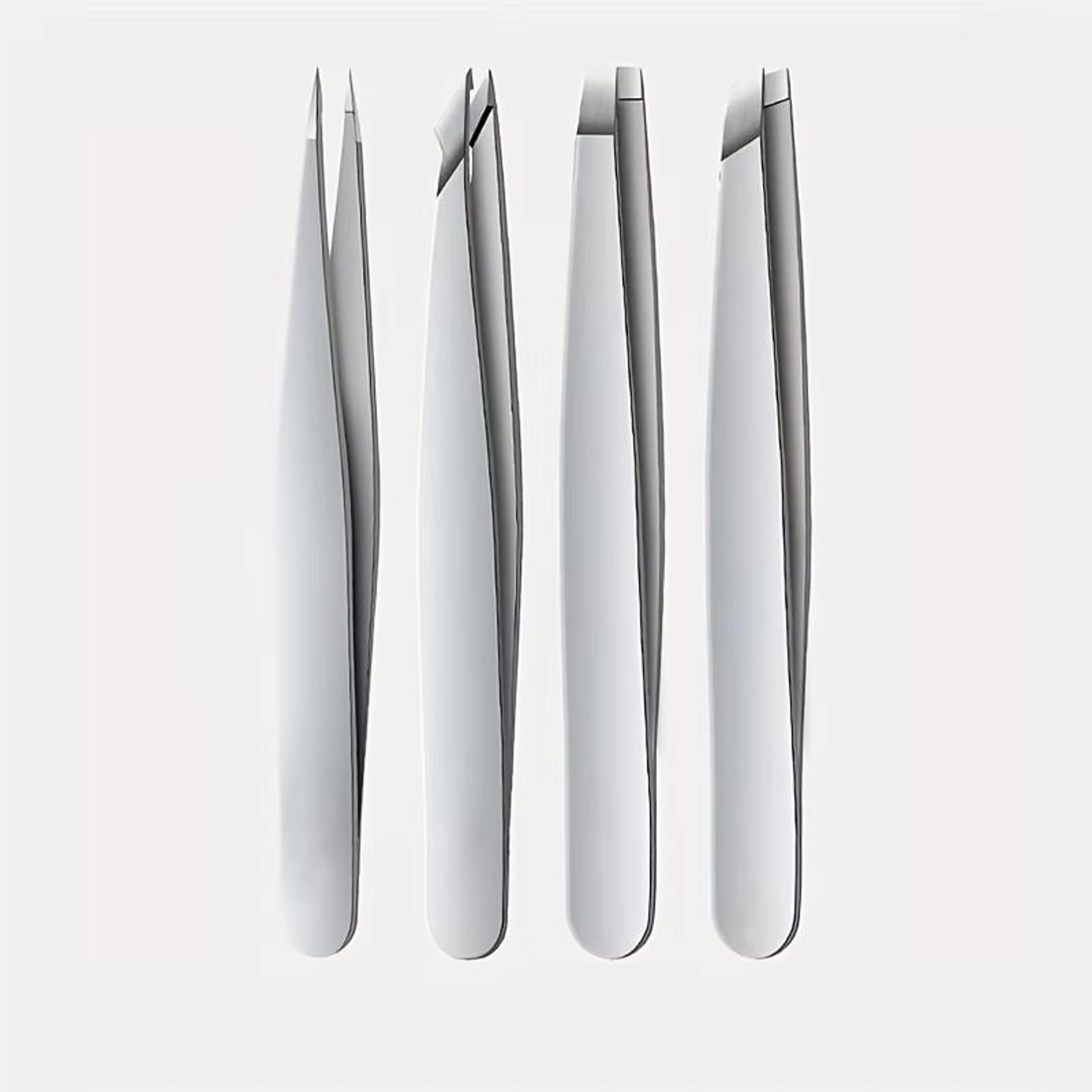 PurePrecision Stainless Steel Tweezers Set  4 Piece Kit For Expert Brow Shaping And Facial Hair Rem 6