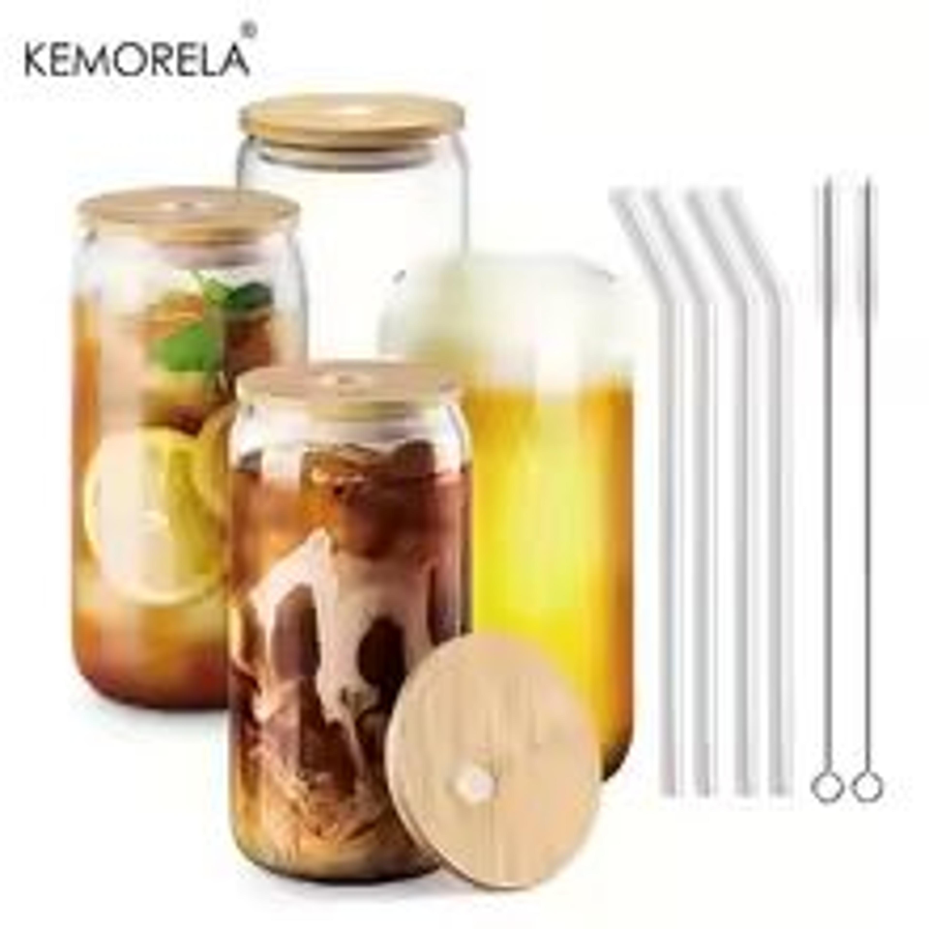 186oz Glass Cup With Lid And Straw For Bubble Tea Coffee And Milk Drinks 8