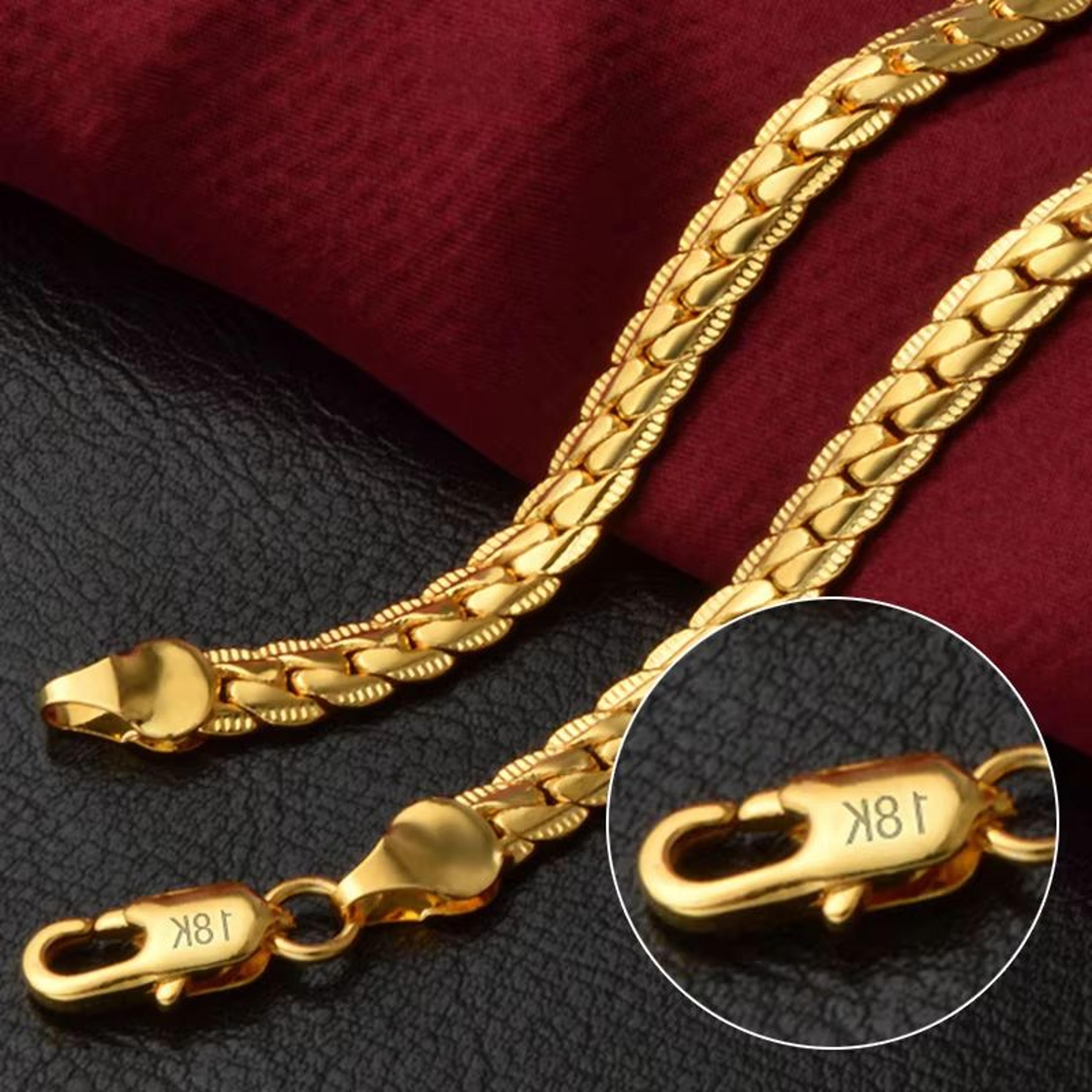 18K Gold And Silver 6mm Sideways Chain Necklace For Men And Women Fashion Wedding Engagement Jewelr 7