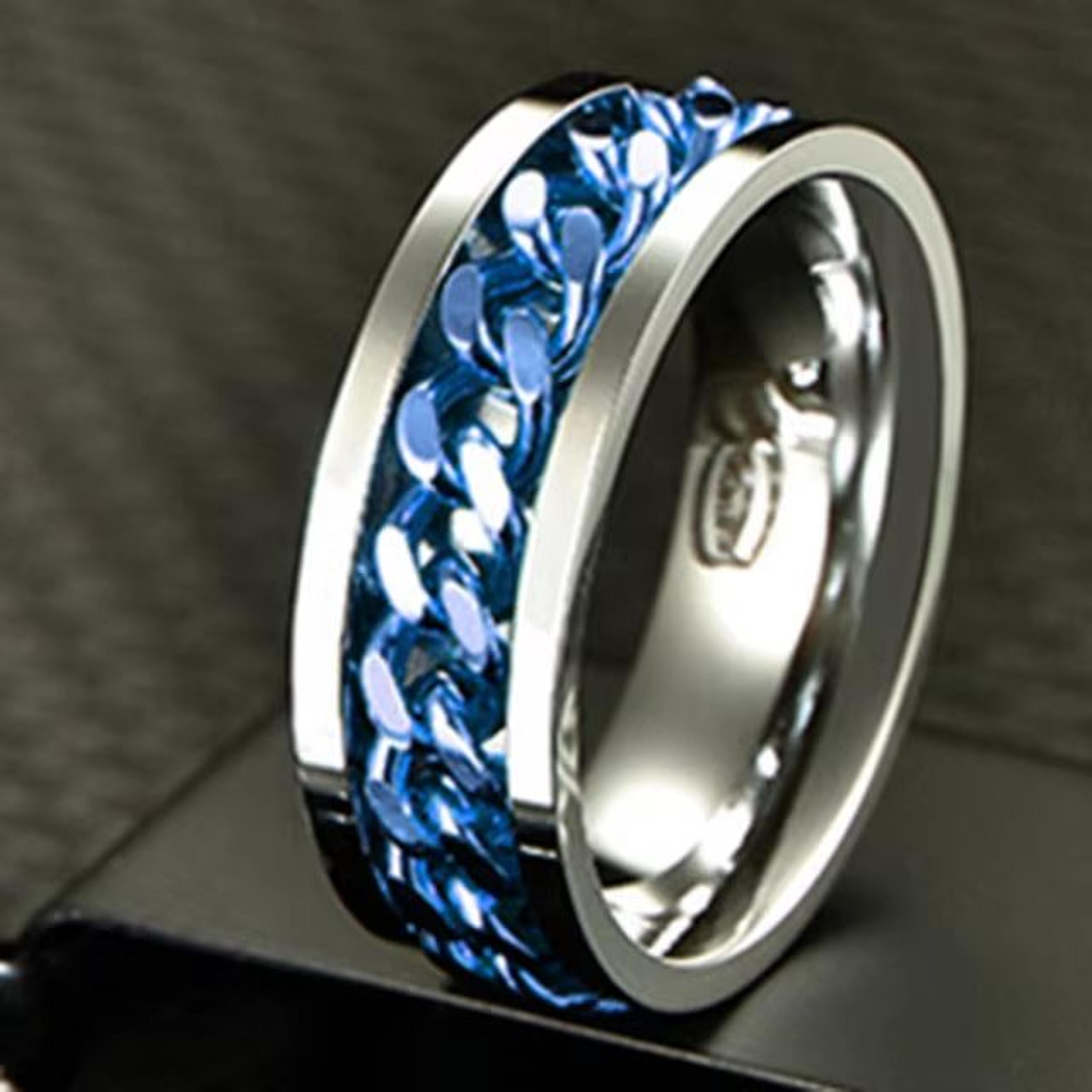 Stainless Steel Chain Spinner Ring For Men And Women Punk Style Fidget Jewelry 12