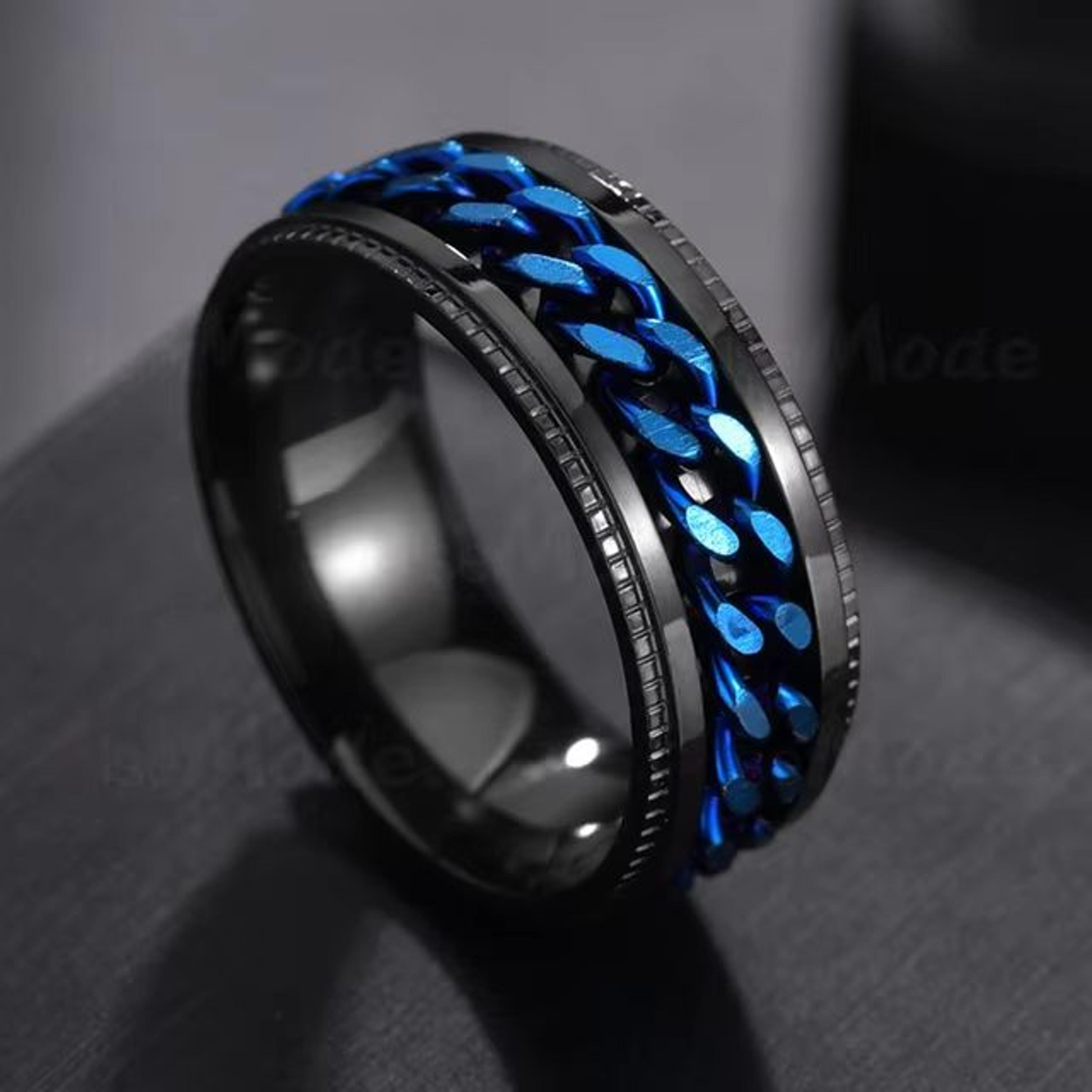 Stainless Steel Chain Spinner Ring For Men And Women Punk Style Fidget Jewelry 8