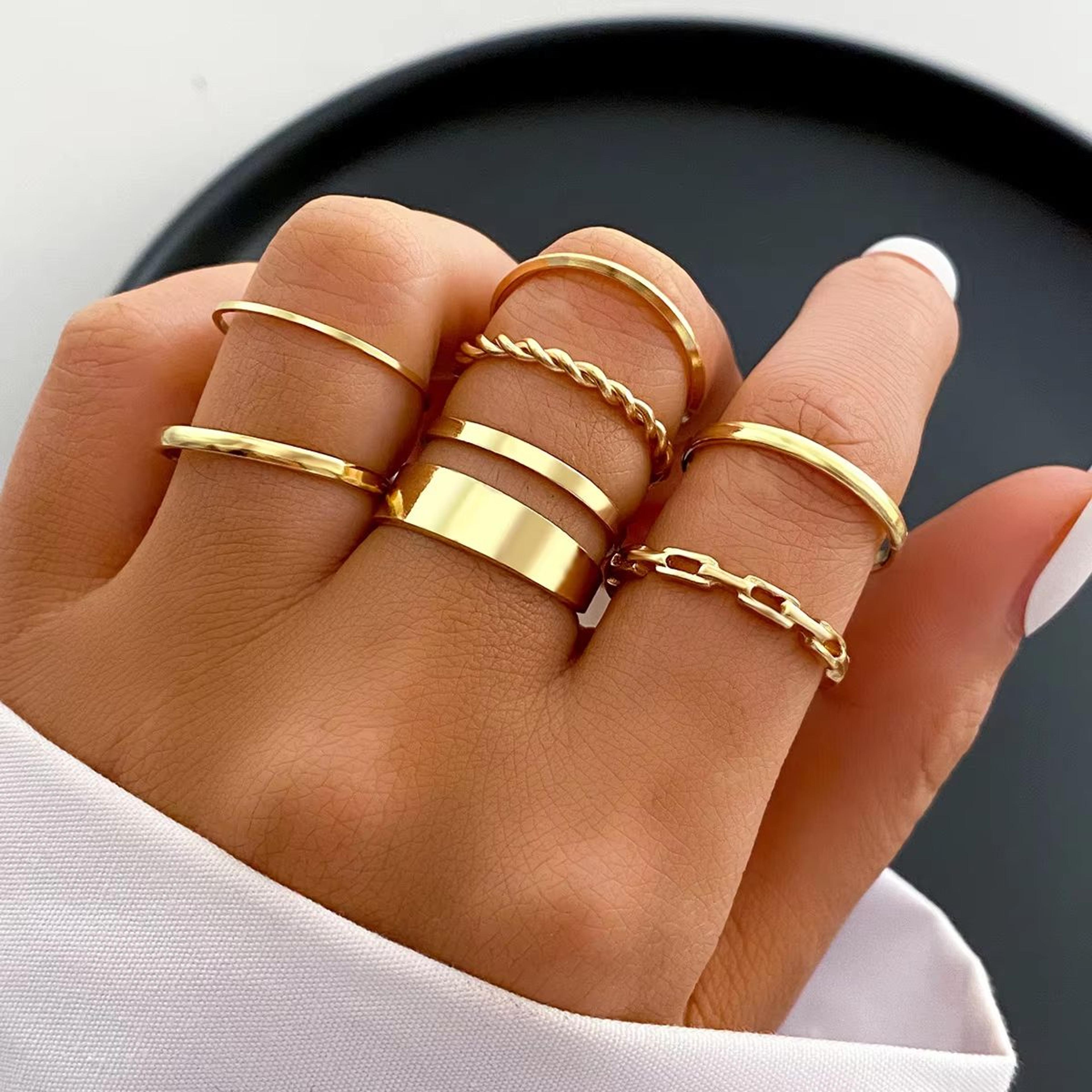 58PCS Vintage Heart Snake Butterfly Rings Set For Women Gold Plated Fashion Jewelry 10