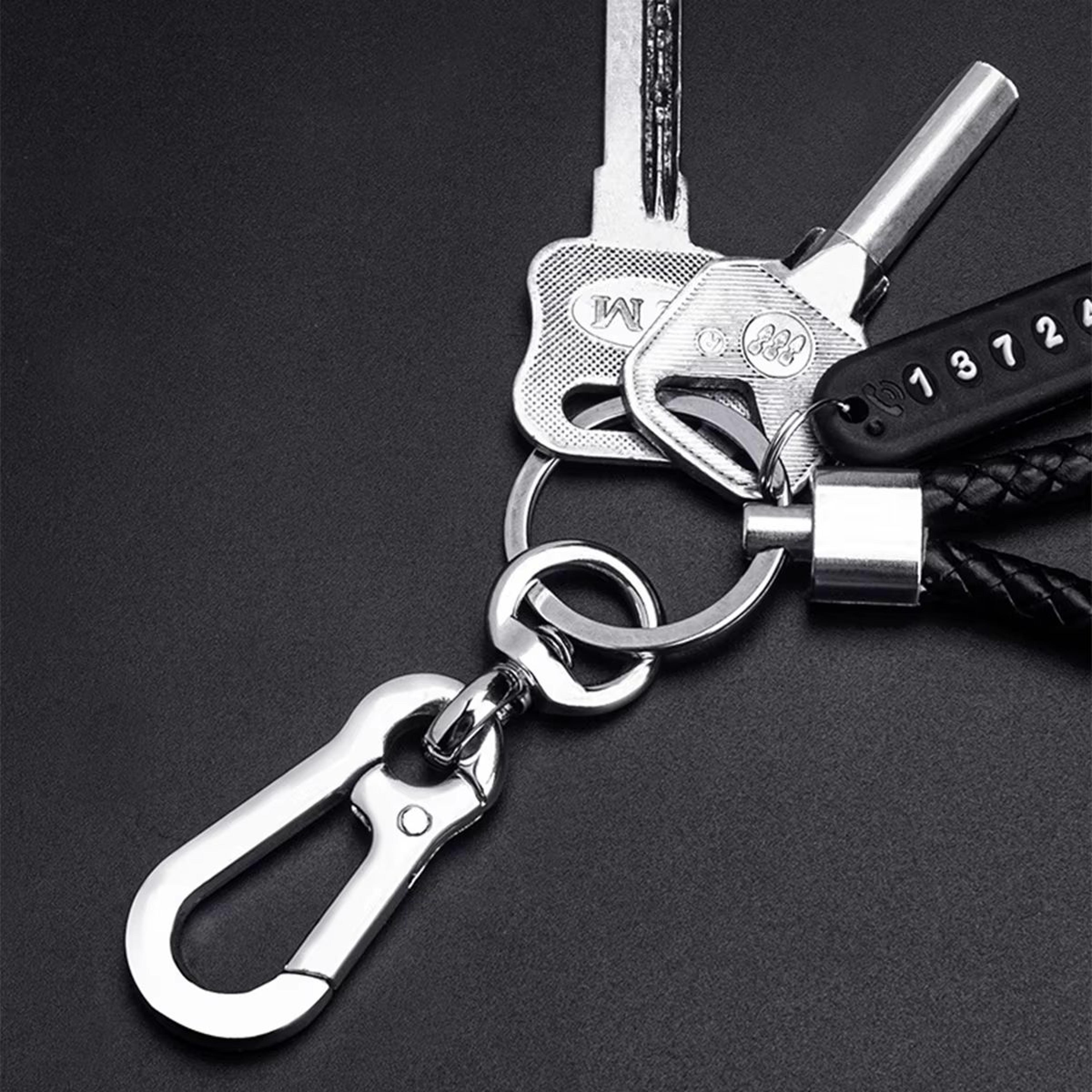 Trendy DIY Mobile Phone Number Plate Leather Rope Car Keychain For Men 3
