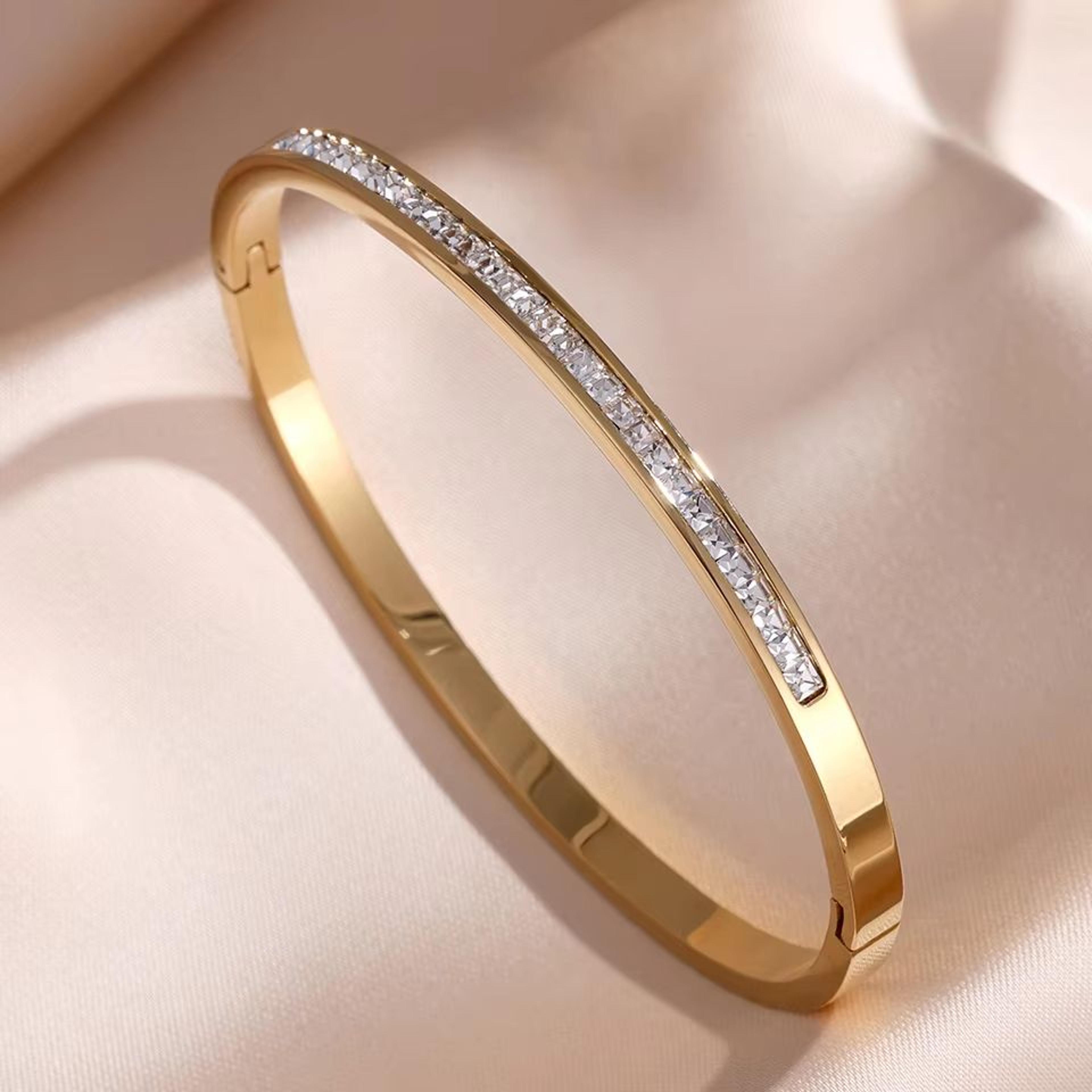 ZAKOL Sparkling Zirconia Stainless Steel Bracelet Set For Women Stackable Bangles 2