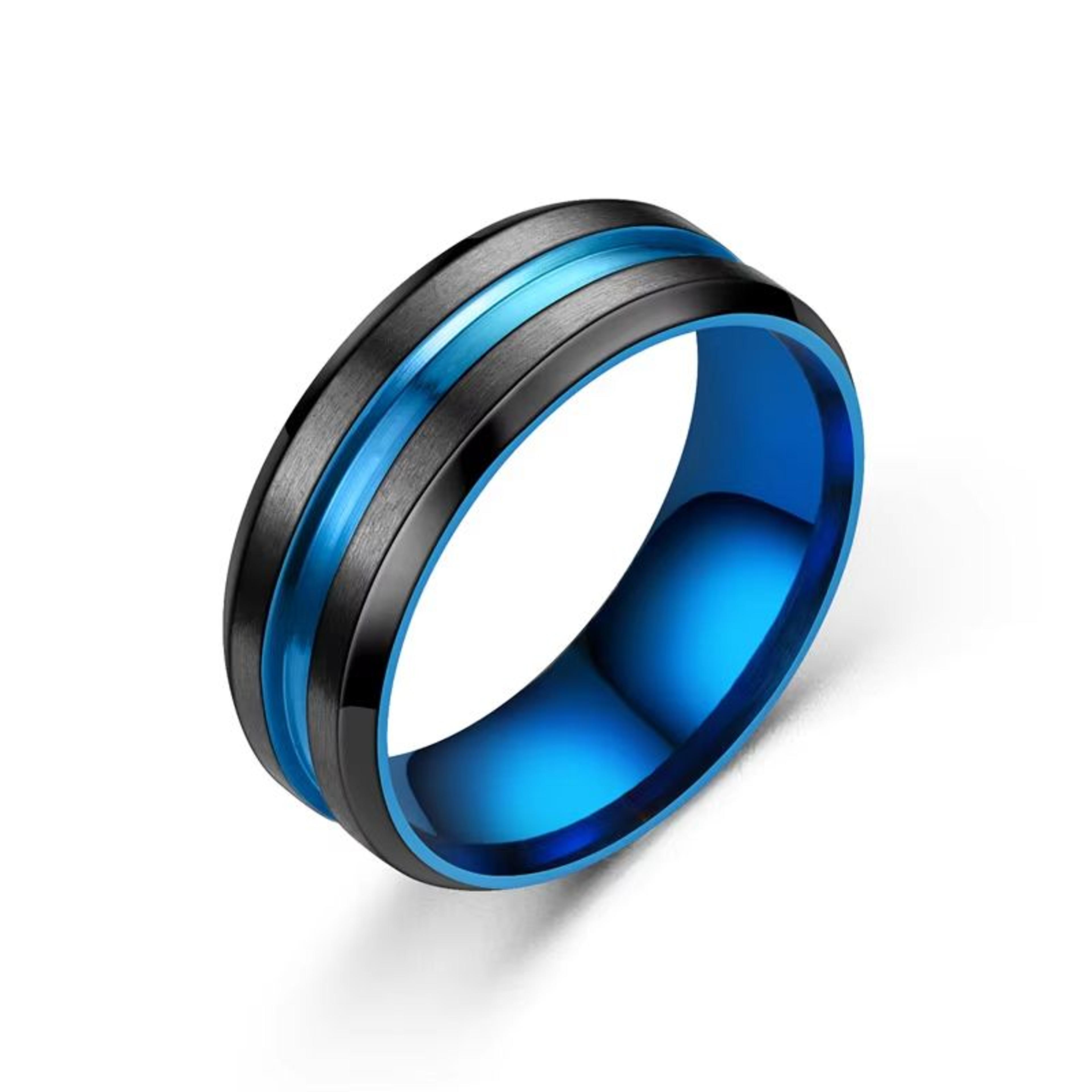 Fashion 8mm Mens Black Tungsten Wedding Band With Groove Beveled Edge 3