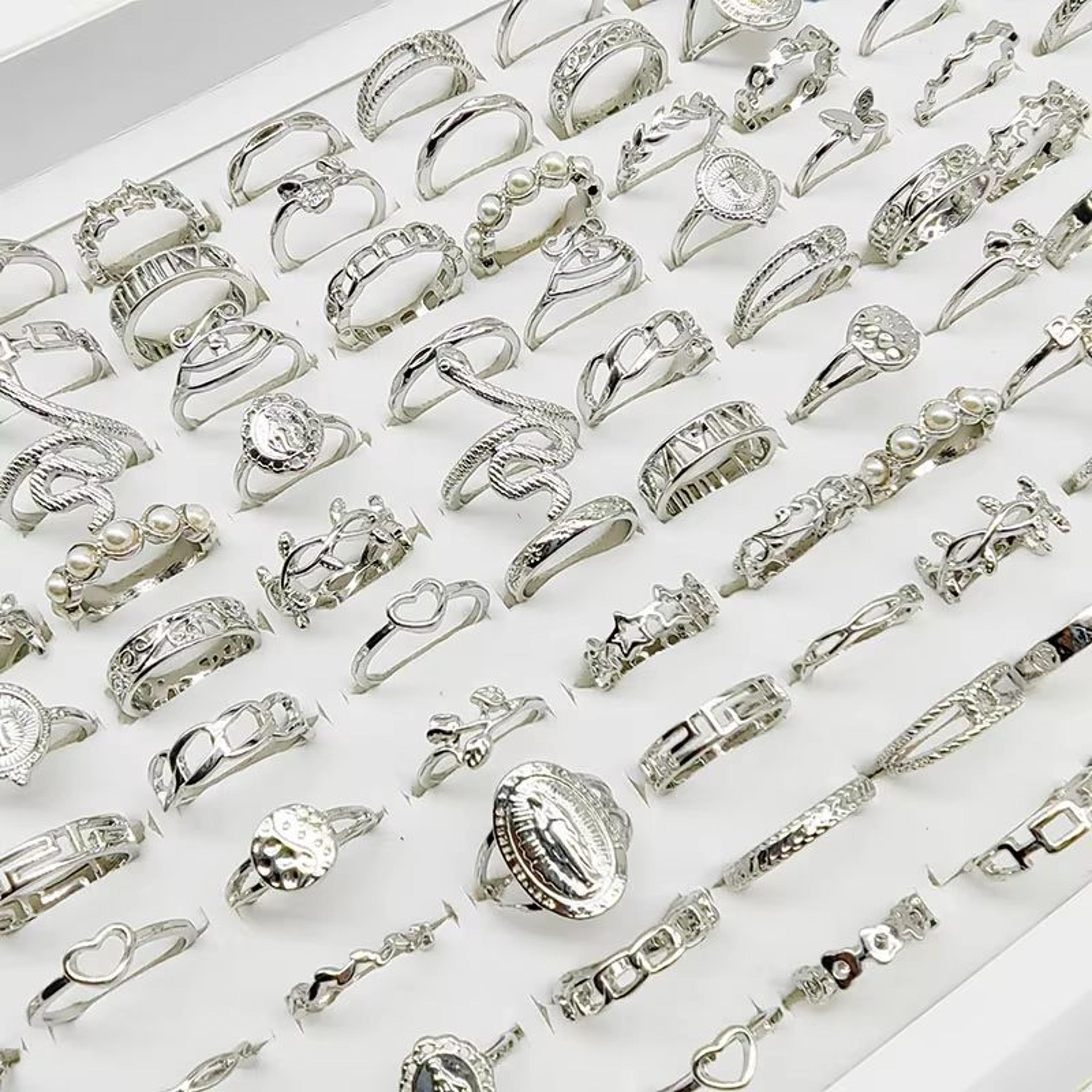 mix style pearl silver color rings set 30 pieces for girls