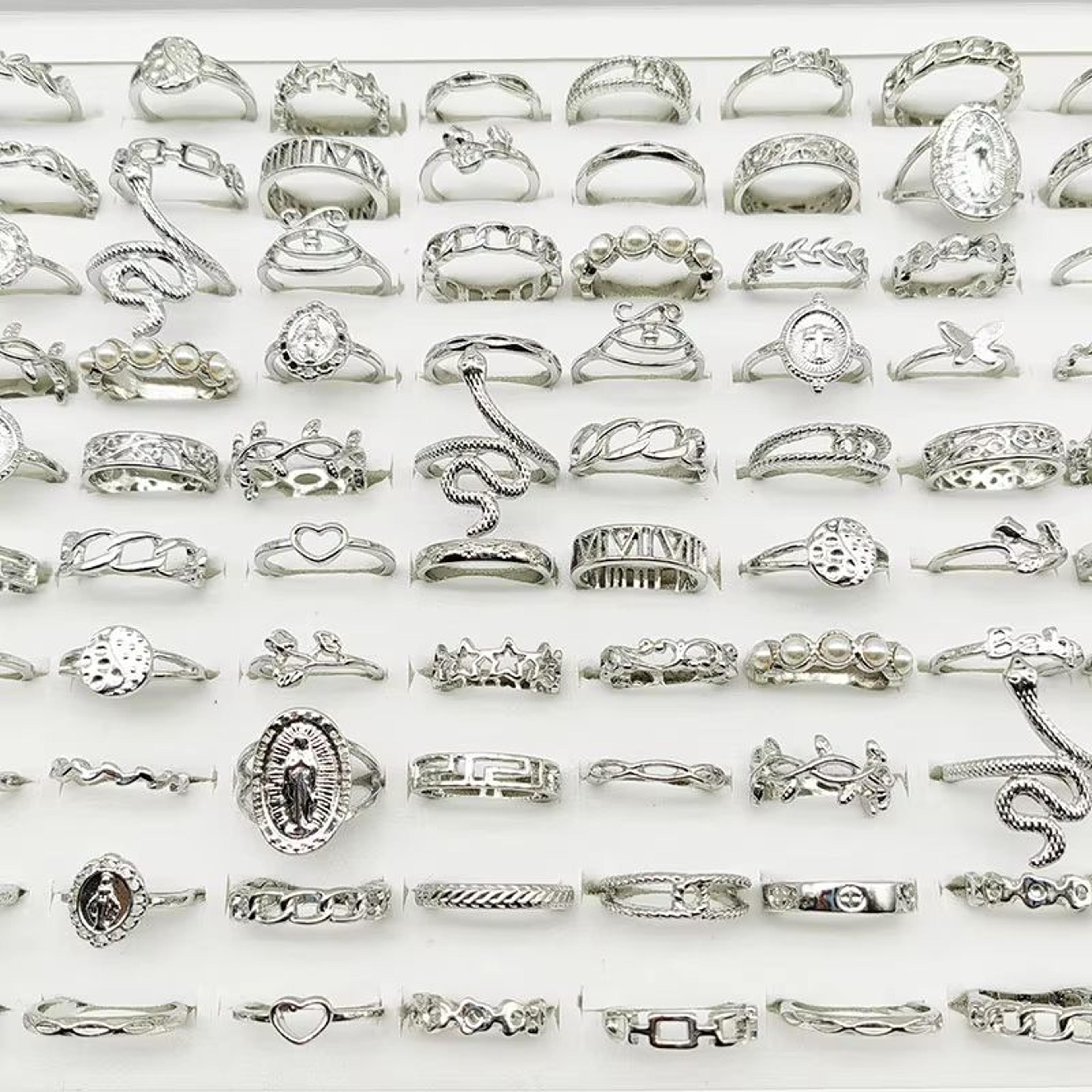 Mix Style Pearl Silver Color Rings Set 30 Pieces For Girls 3