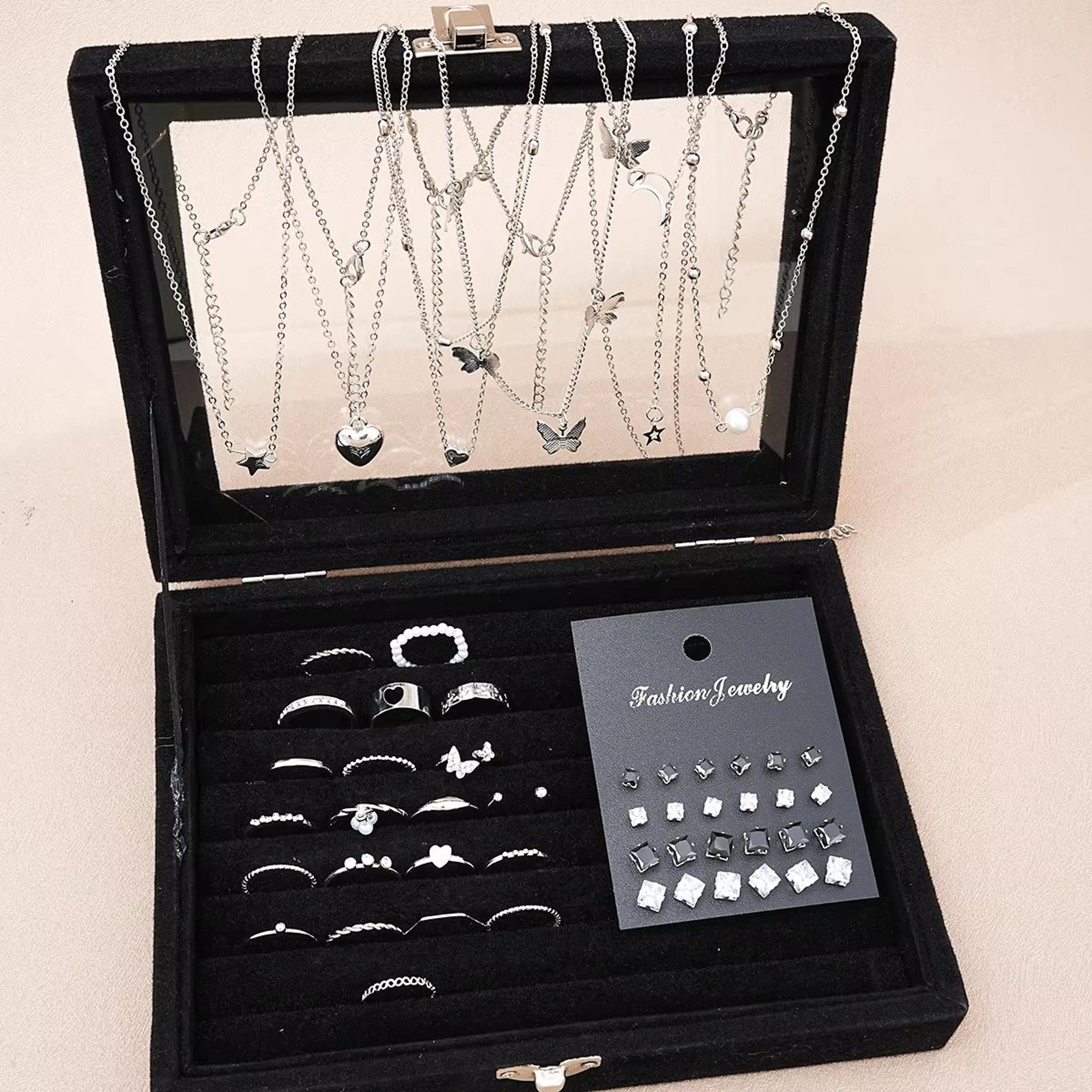 Silver Butterfly Heart Pearl Jewelry Set 51 Piece Collection For Women 3