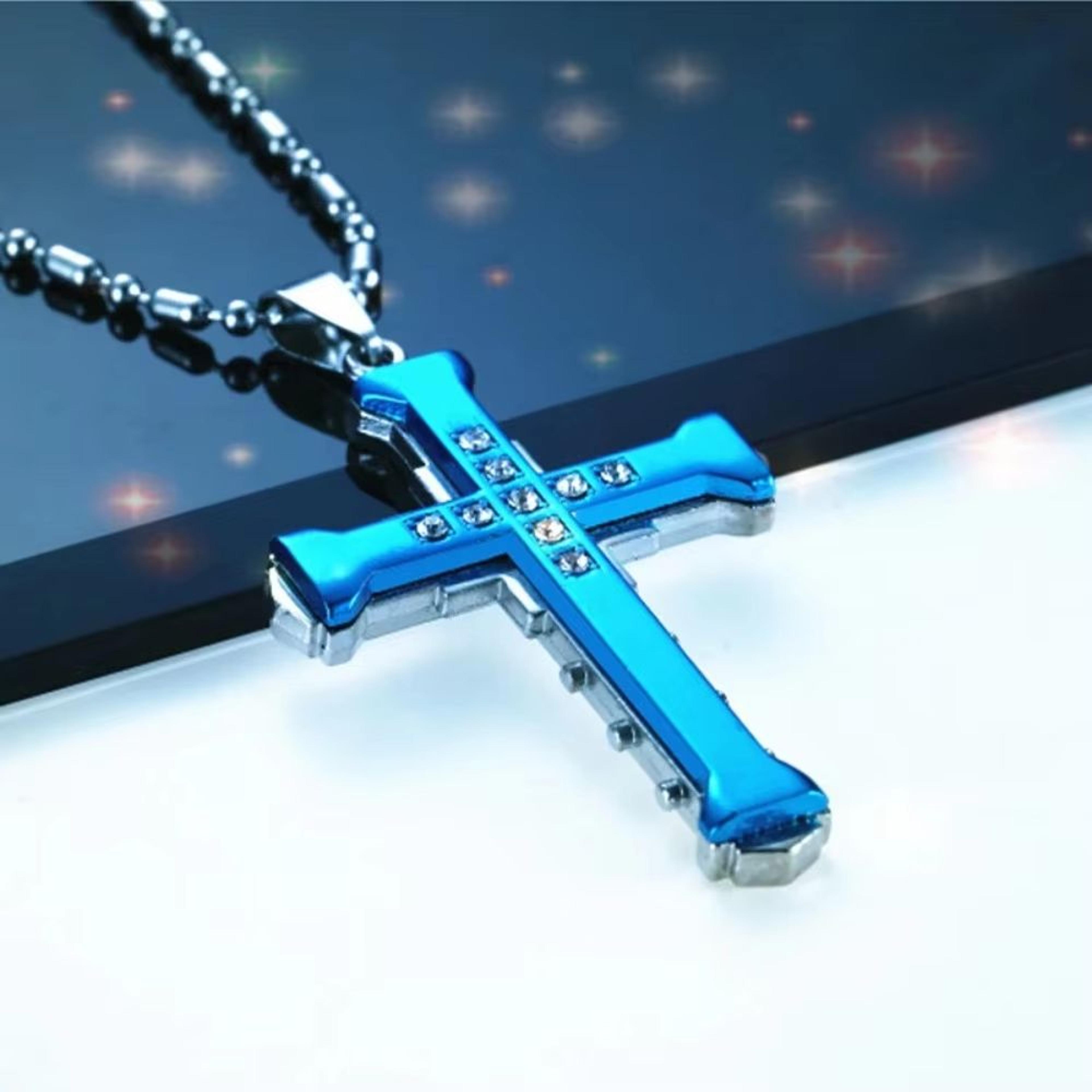 2024 Crystal Jesus Cross Pendant Necklace For Men Stainless Steel 5