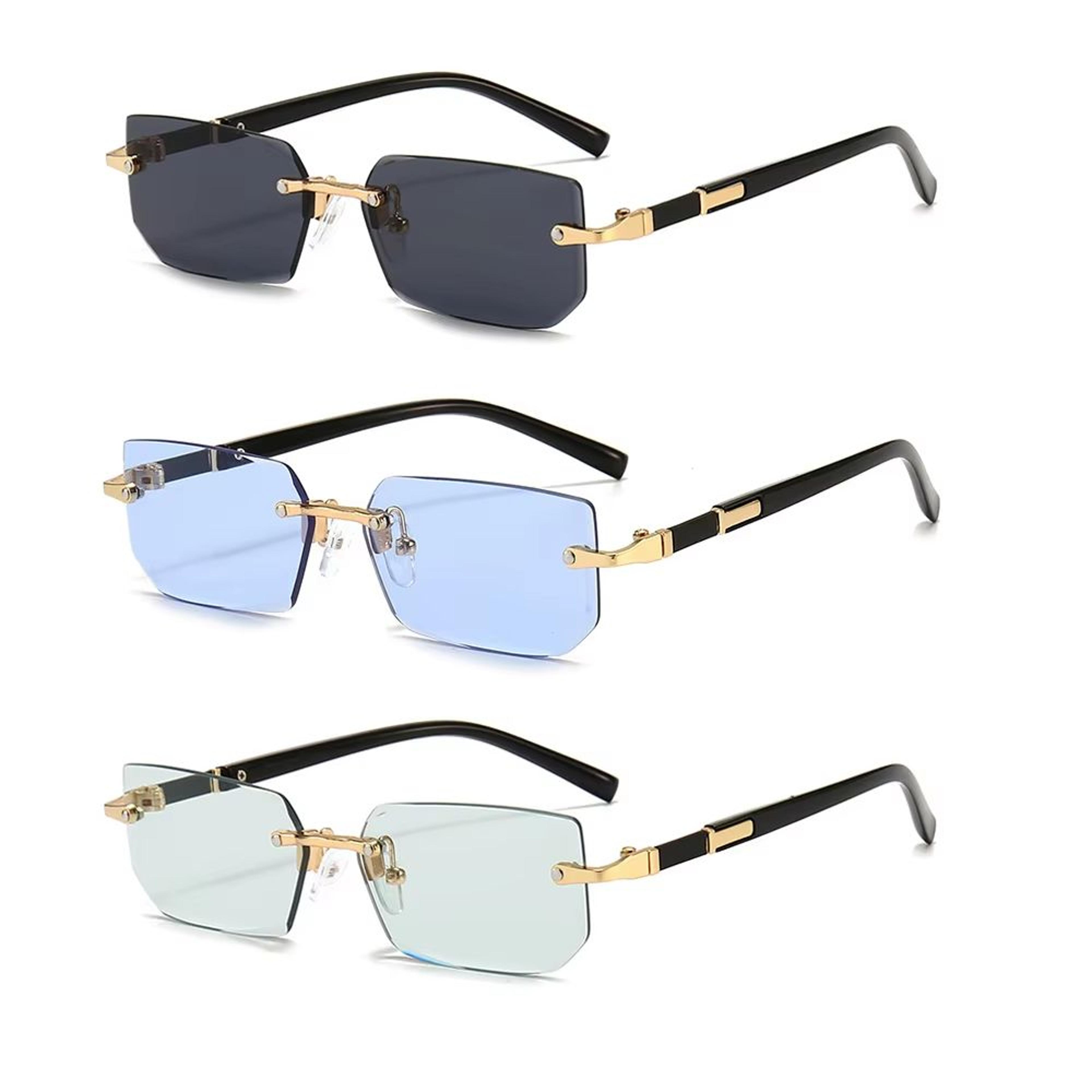 Rimless Rectangle Small Square Sunglasses For Women And Men 19