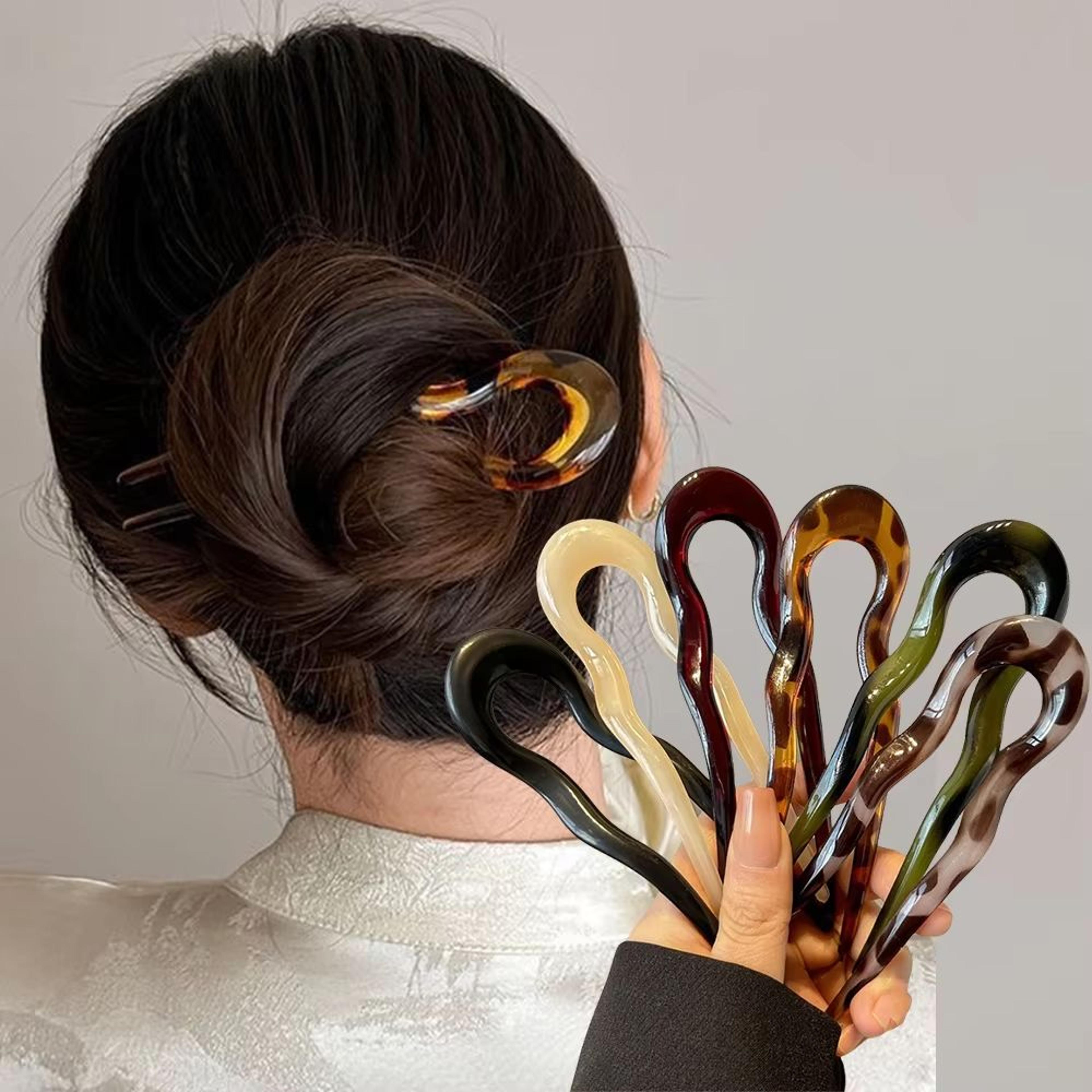 tortoiseshell u shaped hair fork acetate hairpin for elegant buns and updos