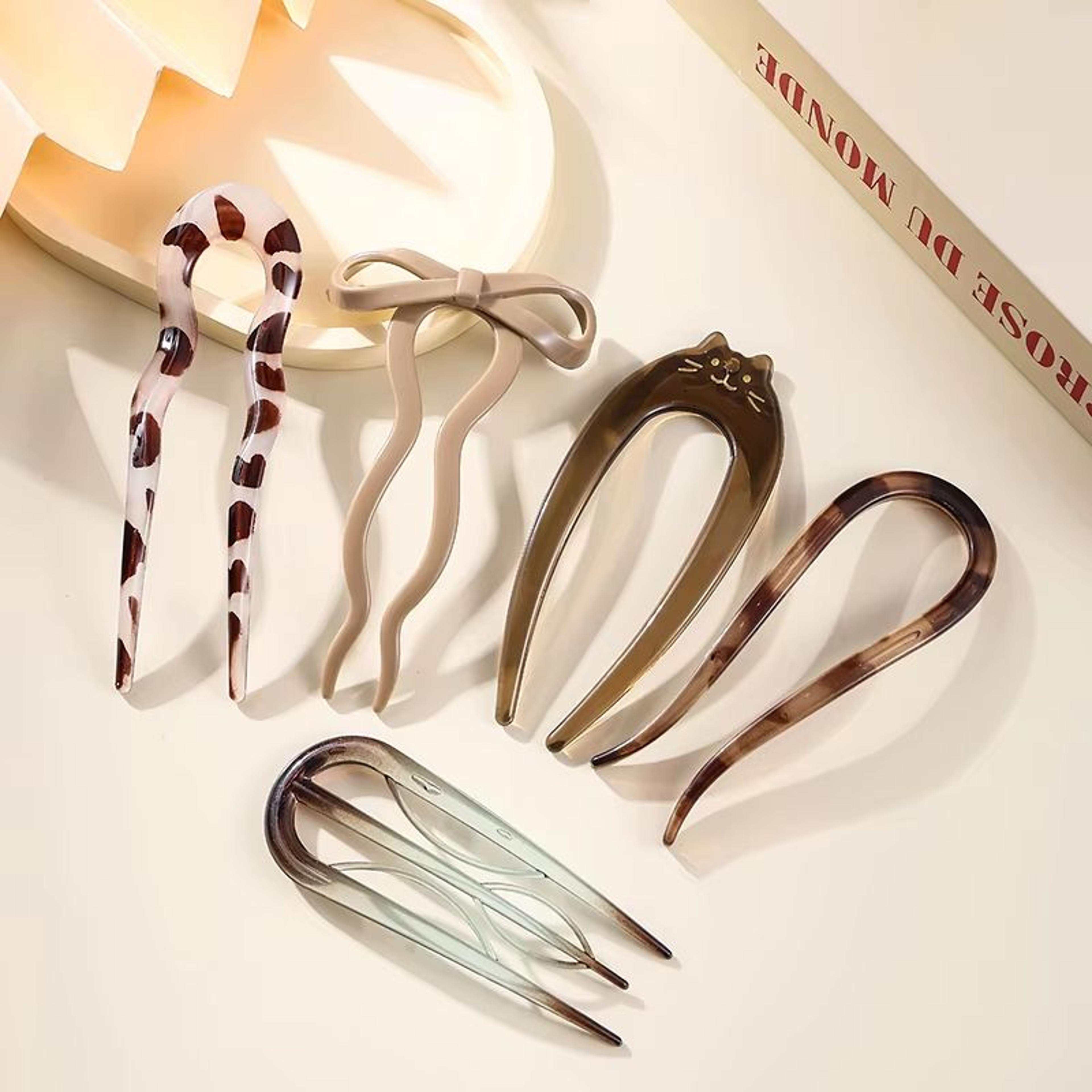 Tortoiseshell U Shaped Hair Fork Acetate Hairpin For Elegant Buns And Updos 16