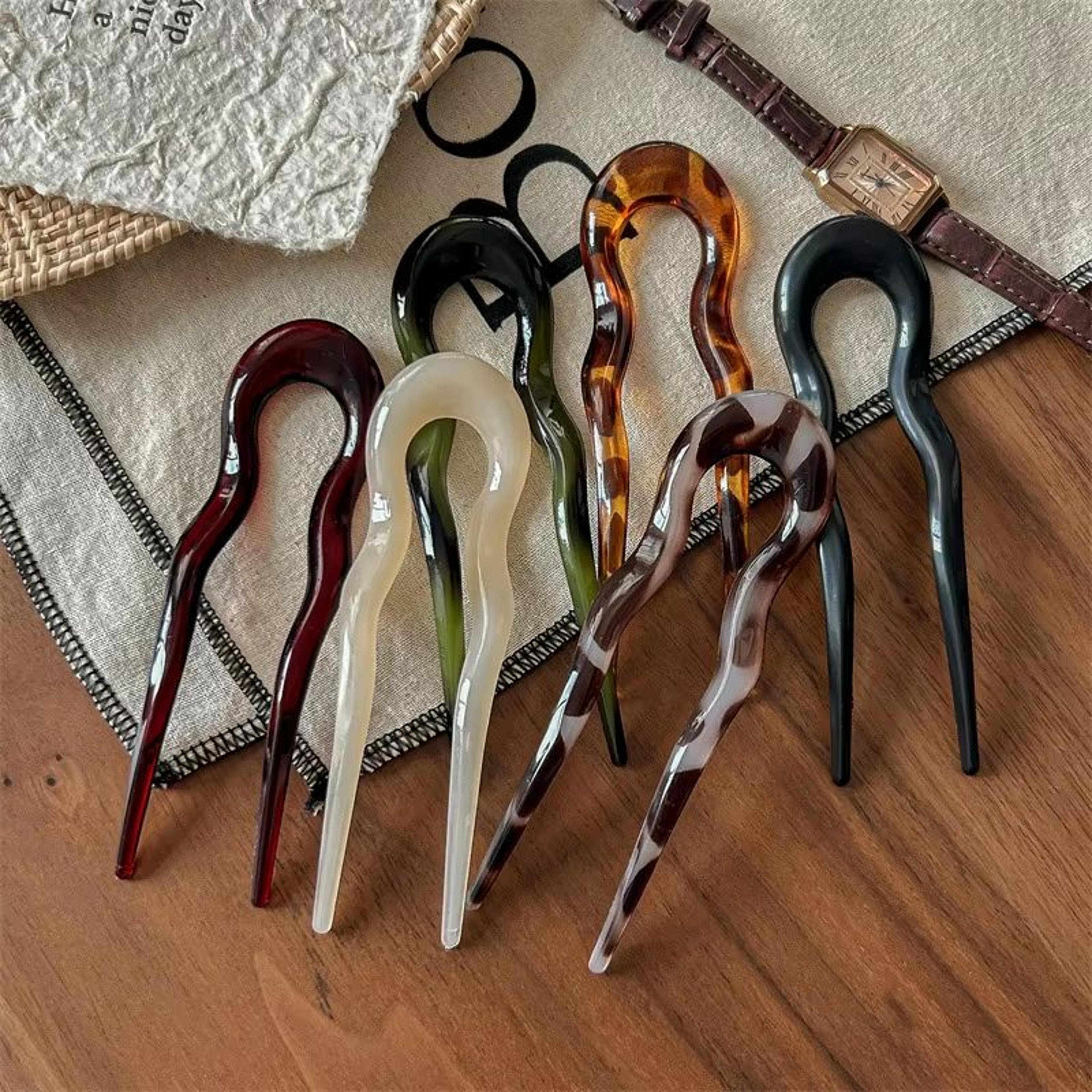 Tortoiseshell U Shaped Hair Fork Acetate Hairpin For Elegant Buns And Updos 4