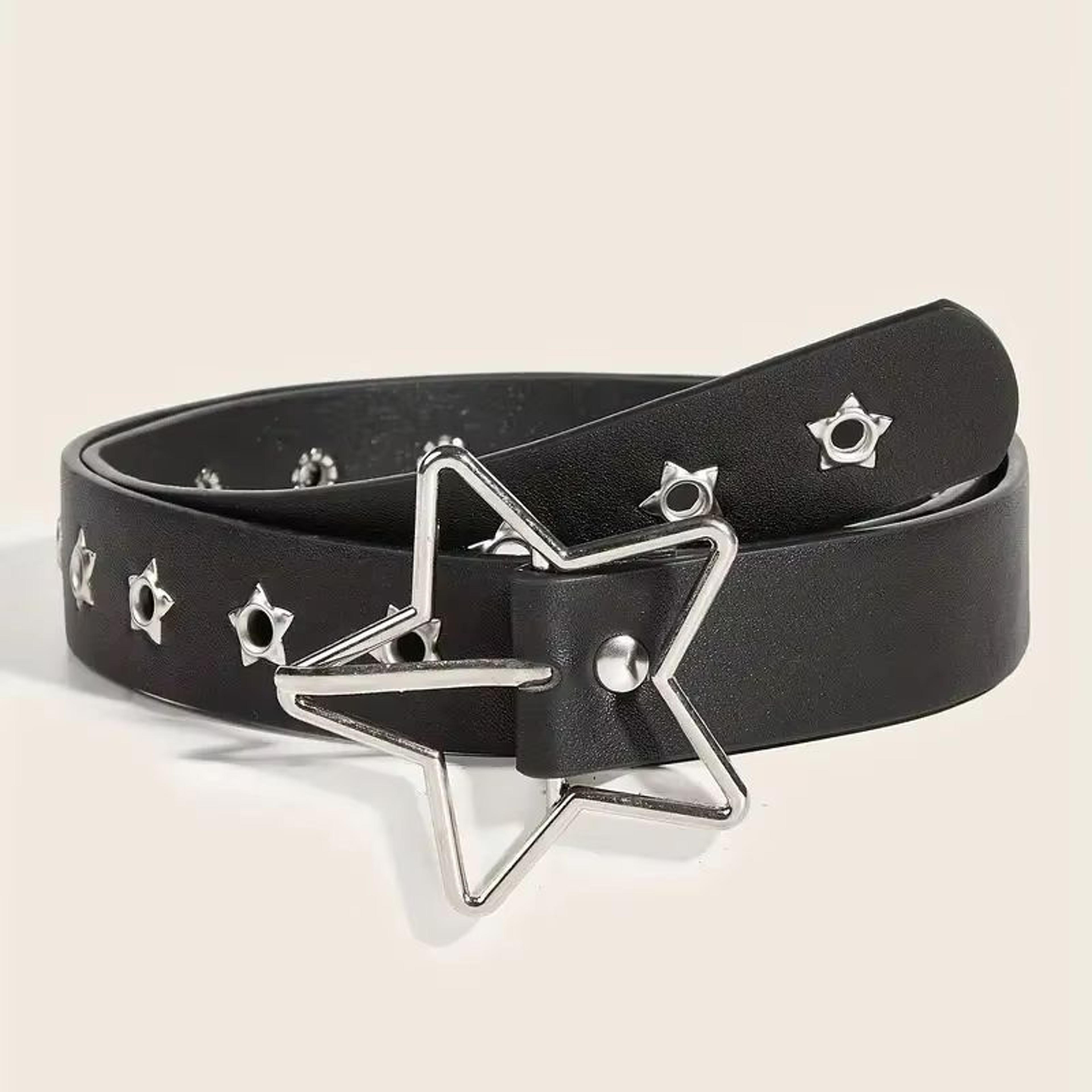 Star Riot Y2K Punk Rivet Belt  Black PU Goth Eyelet Belt For Jeans  Skirts 2