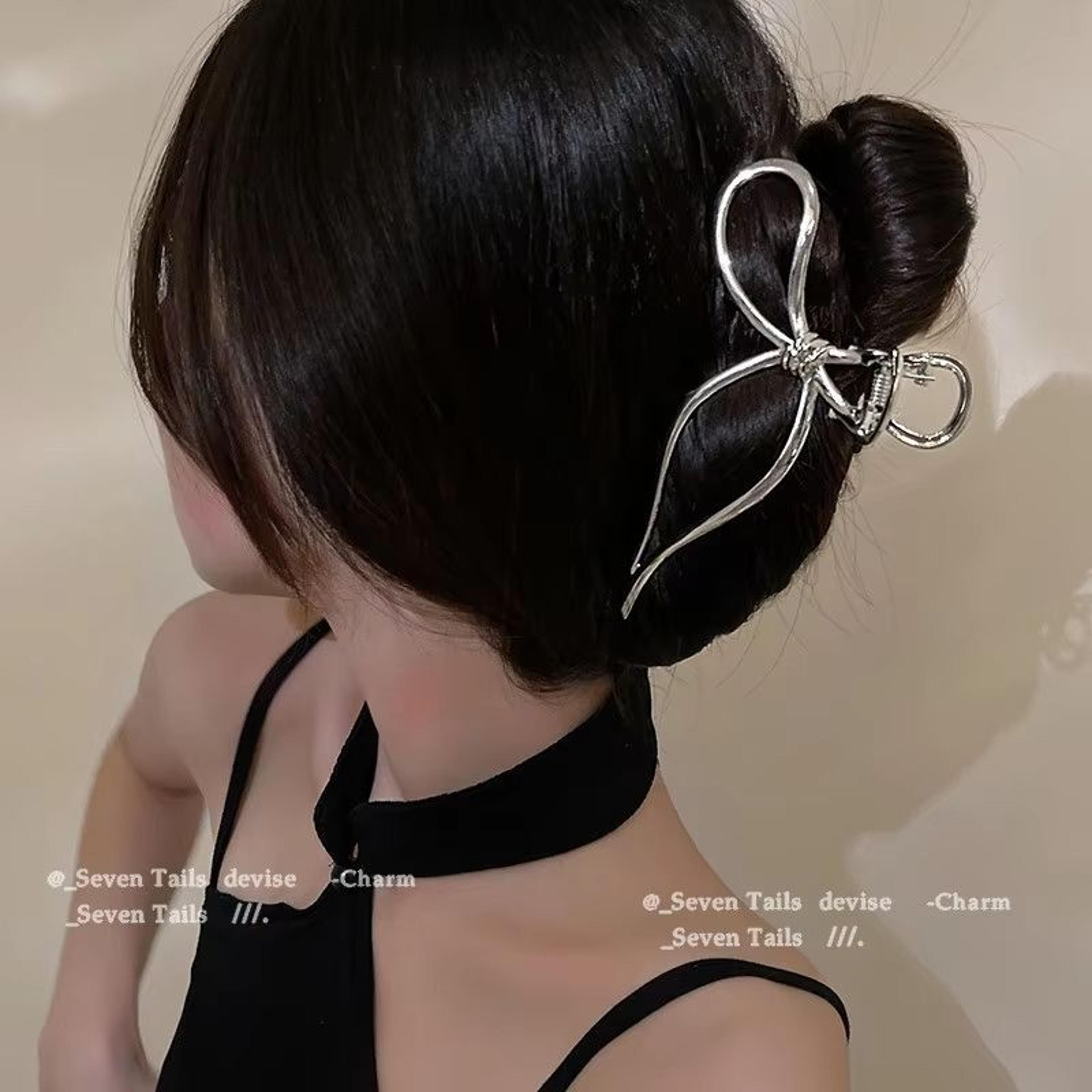Elegant Bow Metal Hair Claw Clip  Gold  Silver Geometric Hollow Hairpin For Women 7