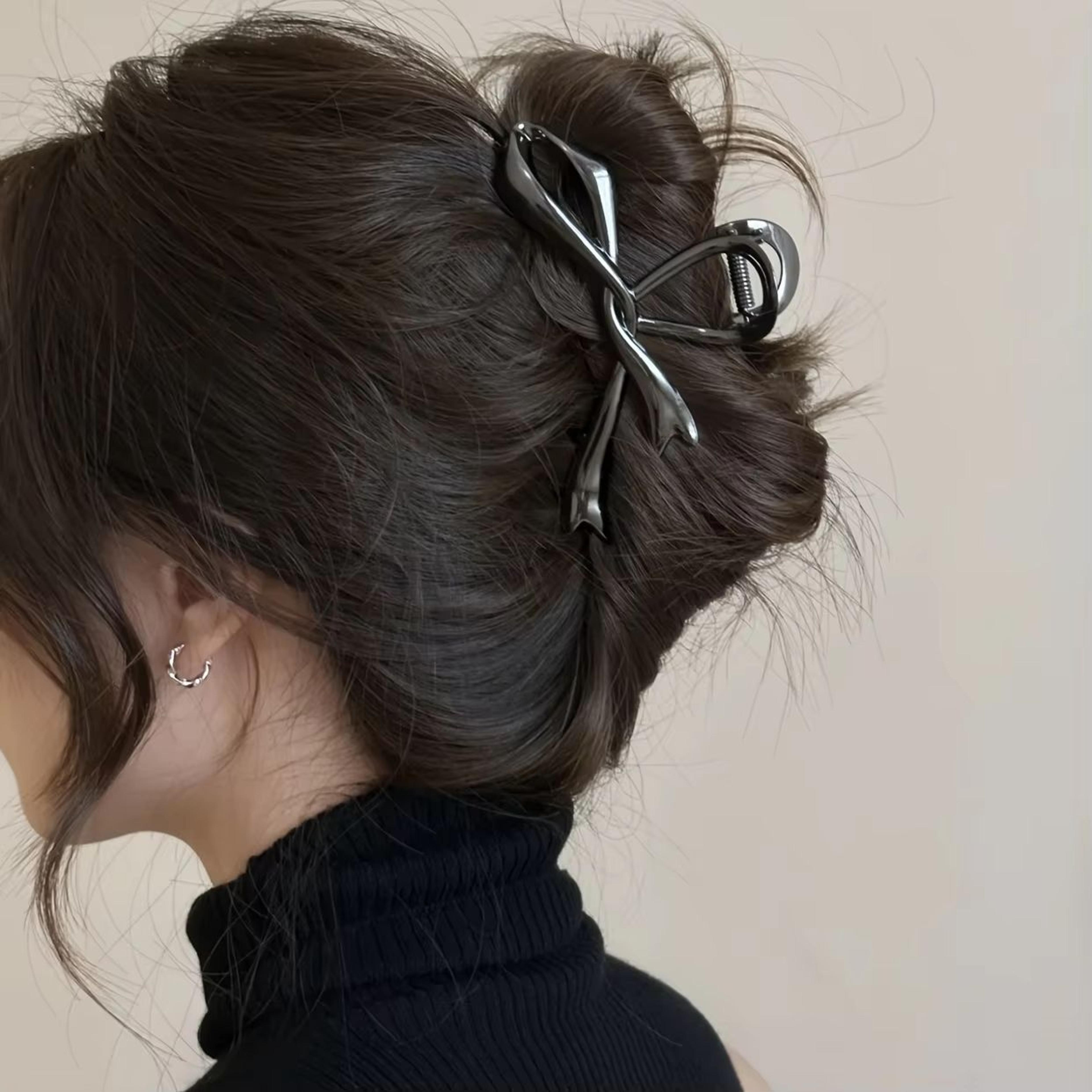 RibbonCharm Bow Hair Claw  Vintage Metal Ribbon Clip For Ponytails  Updos 6