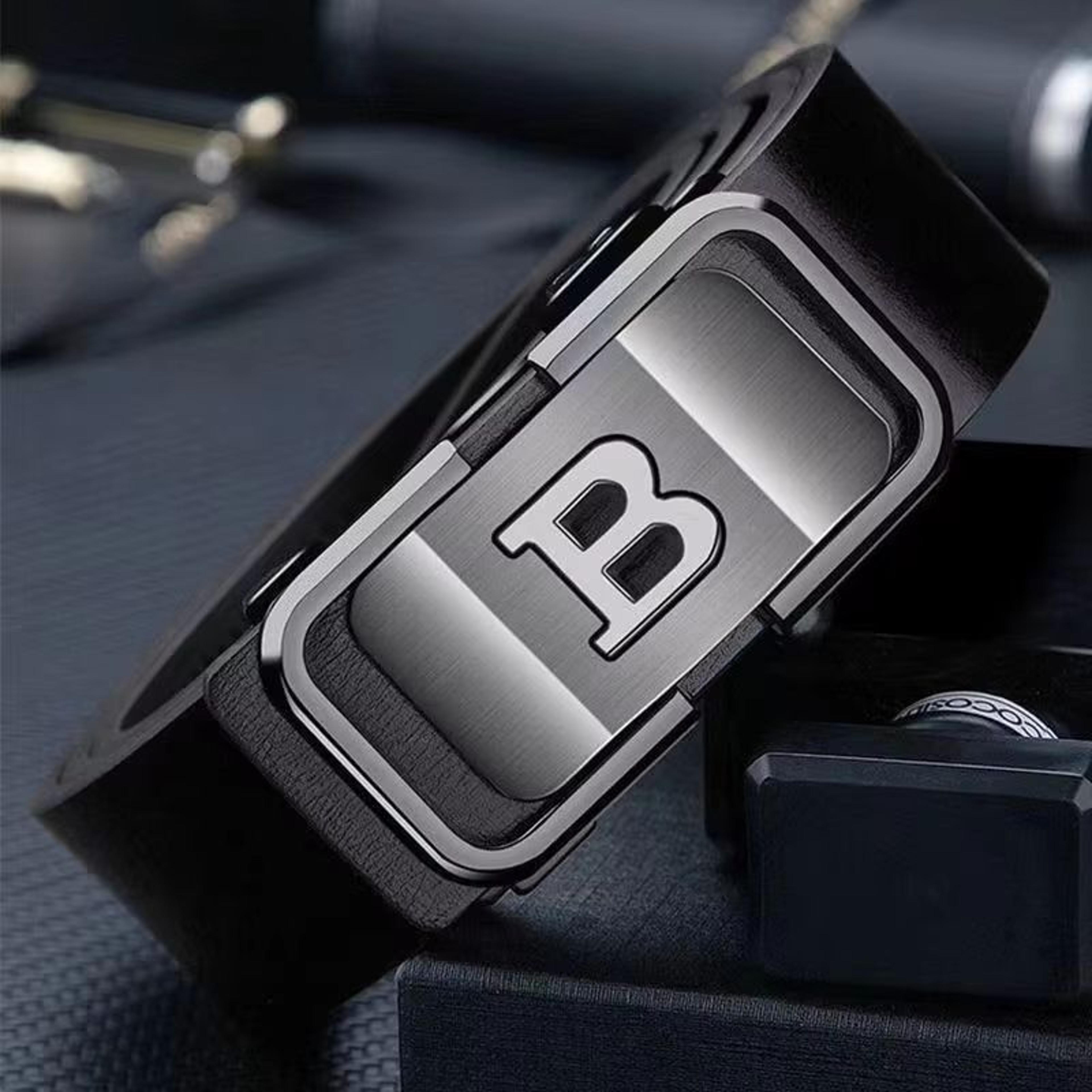 PrimeLetter Mens Automatic Buckle Belt  Toothless Business Fashion Belt With Letter Buckle 6