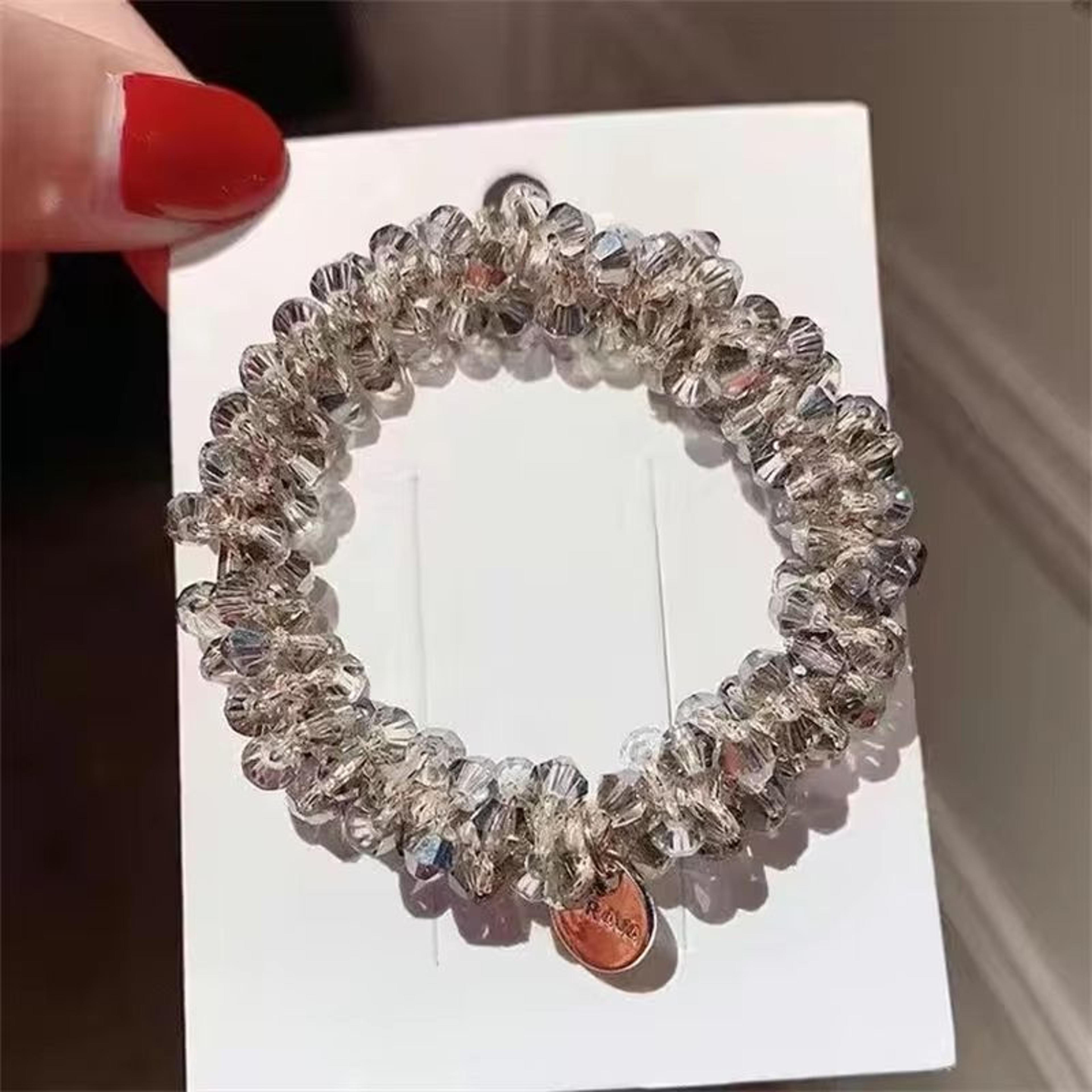 3pcsset Crystal Pearl Beads Elastic Bands Scrunchies Hair Accessories Women Ponytail Holder Headwea 5