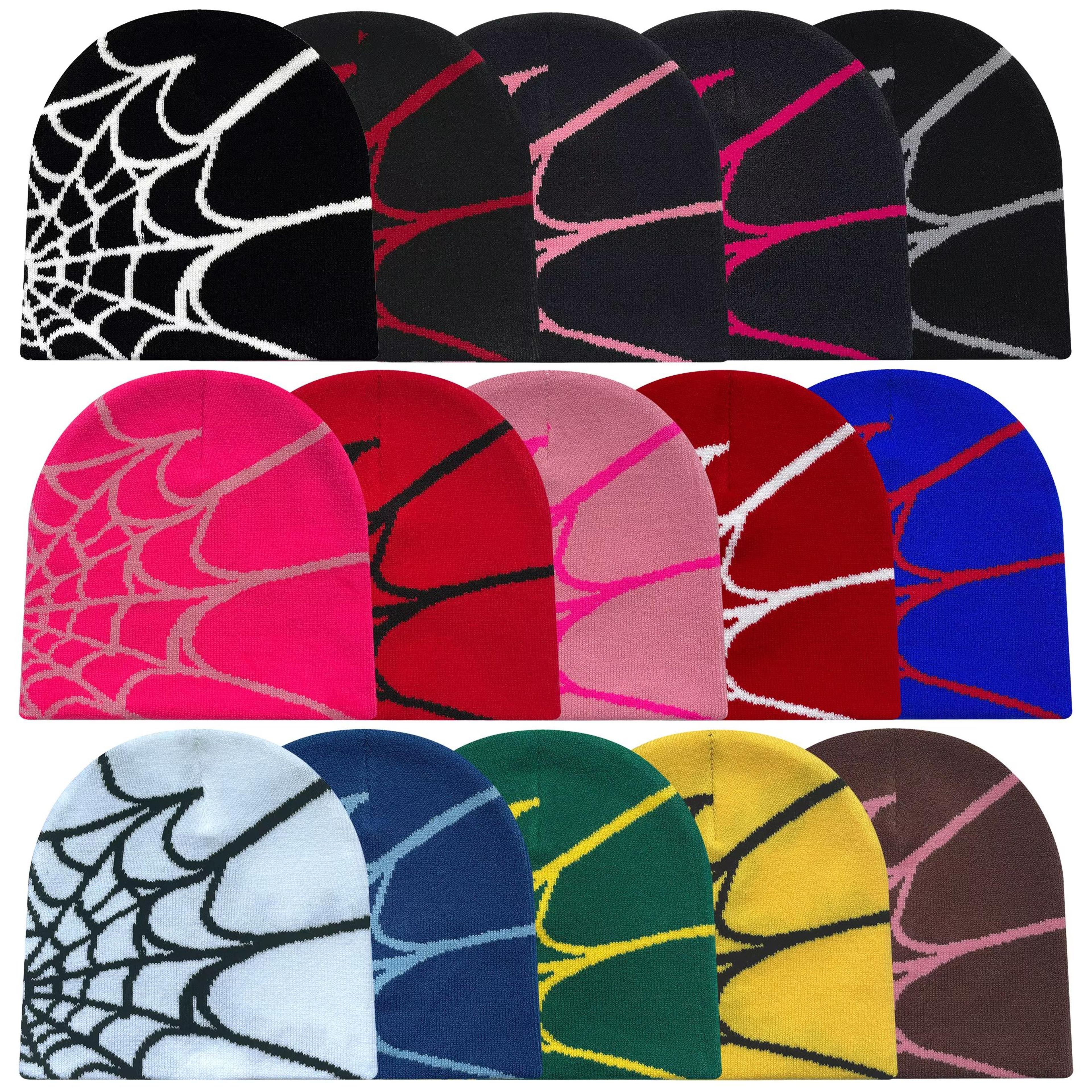 WebRide Y2K Unisex Knit Beanie  SpiderWeb Pattern Outdoor Hat For Men  Women 0