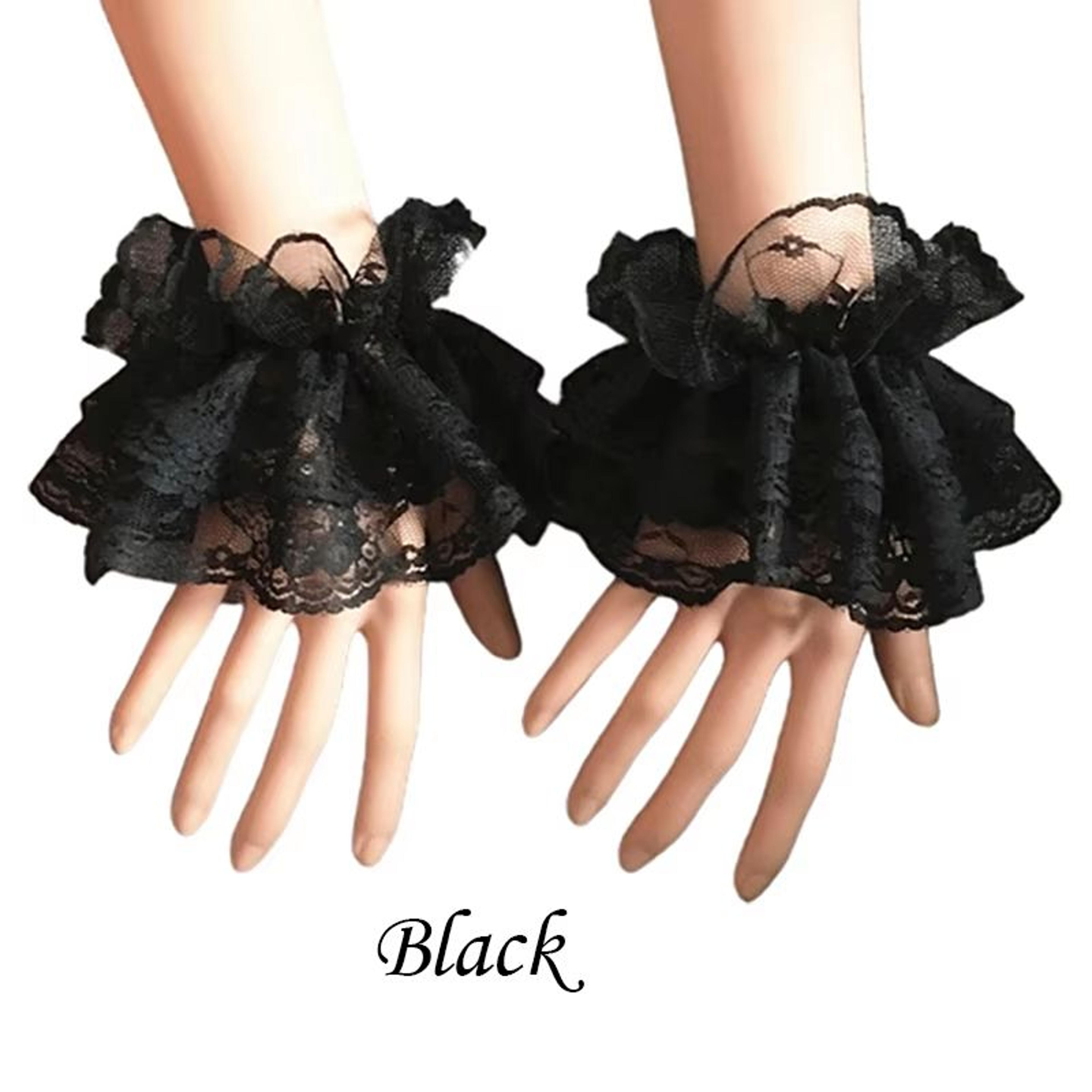 RuffleBloom Lace Wrist Cuff Duo  Elegant Hand Sleeve Accessory For Women  Girls 4