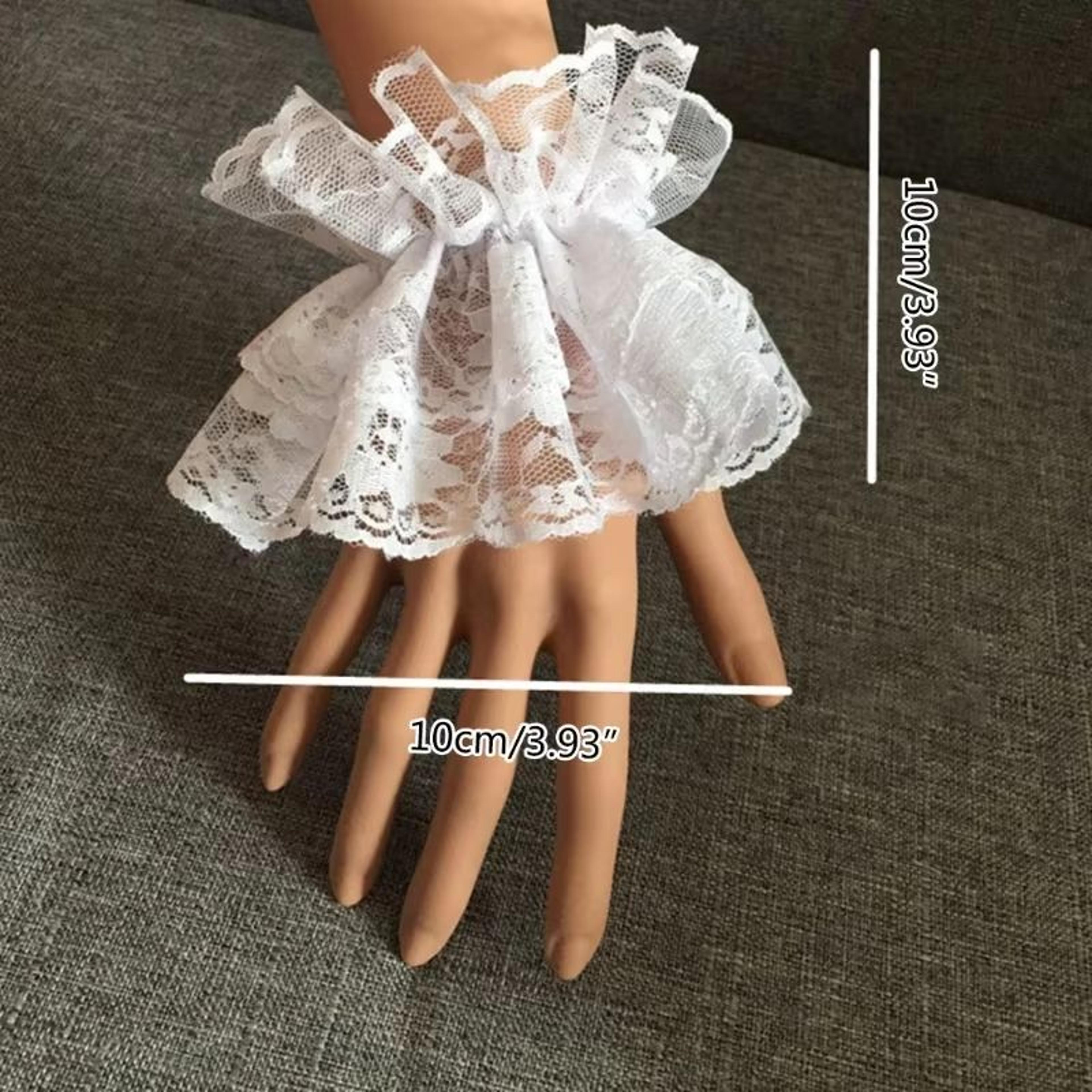 RuffleBloom Lace Wrist Cuff Duo  Elegant Hand Sleeve Accessory For Women  Girls 5