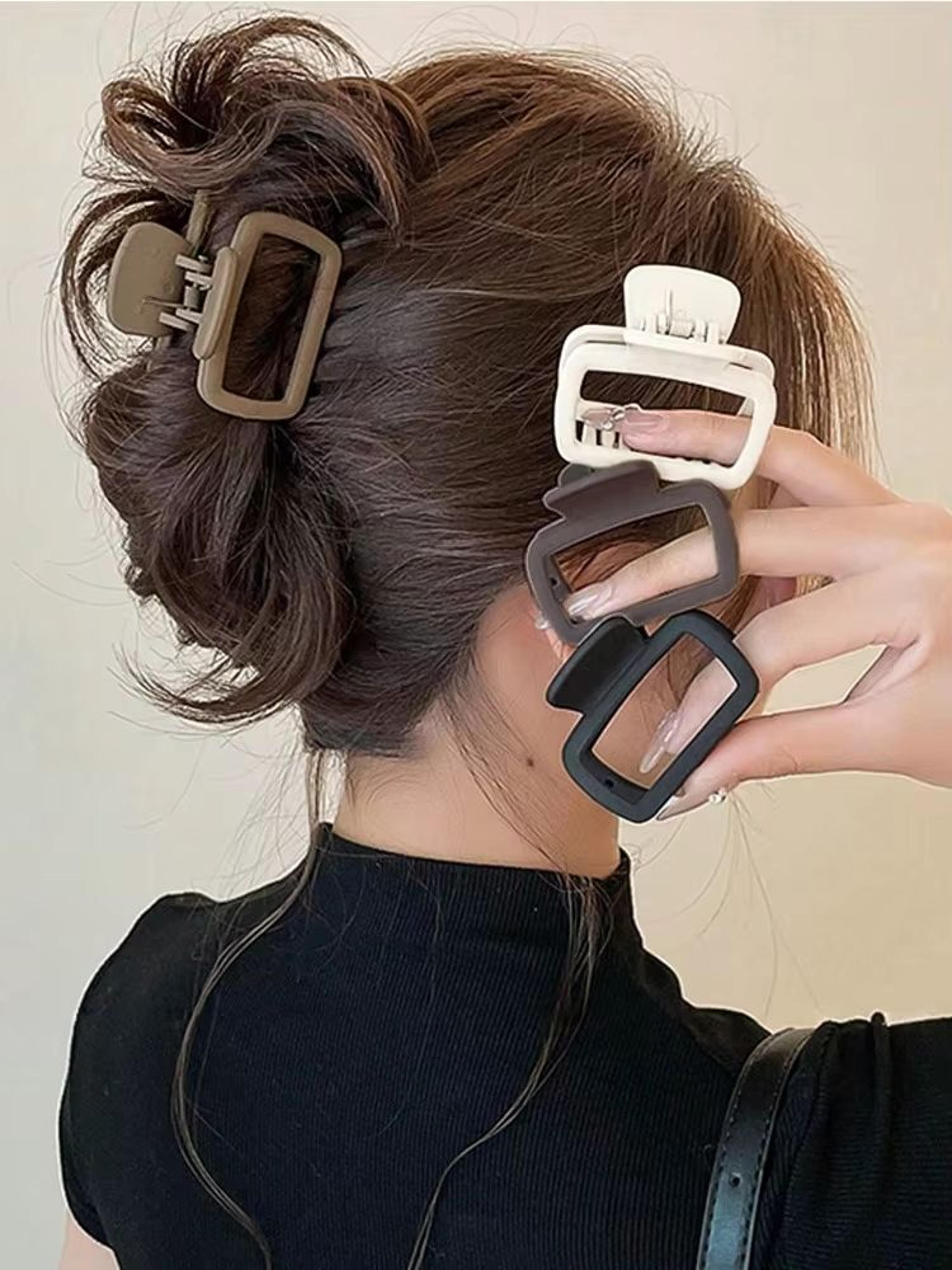 EleganceEdge Square Hair Claw Clip Set  4Piece Lightweight Stylish Hair Accessory 0