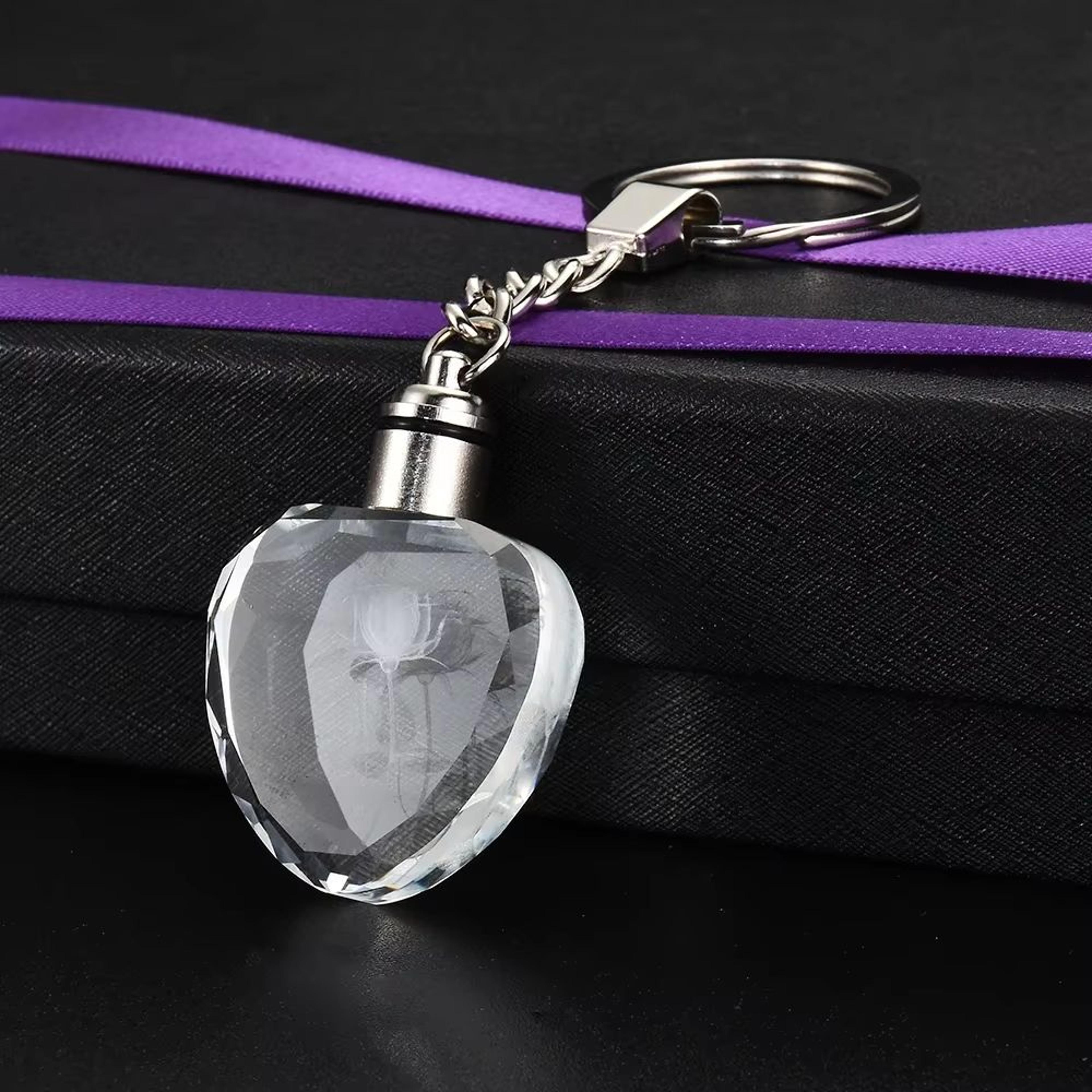 Fairy Rose Heart Crystal LED Keychain Lover Gift Bag Charm 3