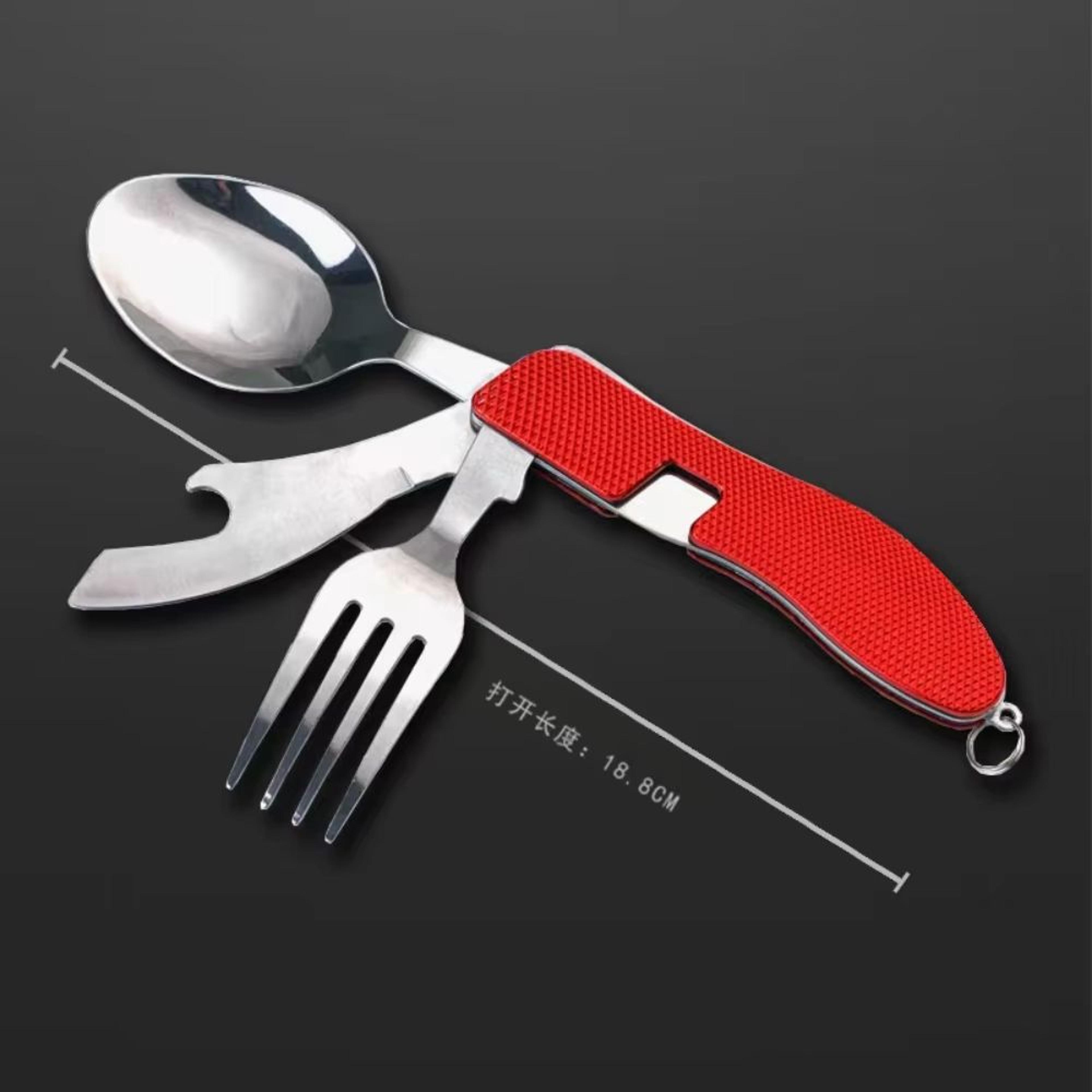 4 In 1 Folding Camping Cutlery Knife Fork Spoon Outdoor Travel Tableware Tool 3