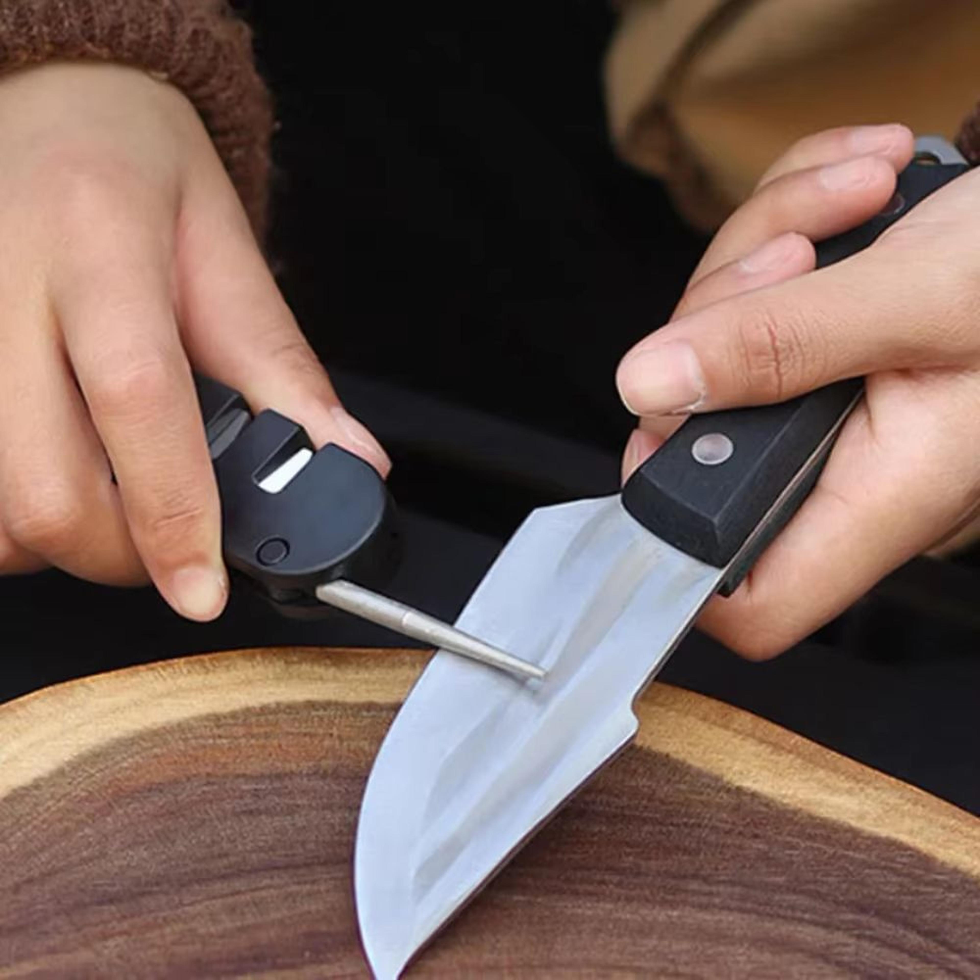 tri-edge mini 3-in-1 portable tungsten carbide steel sharpener rod