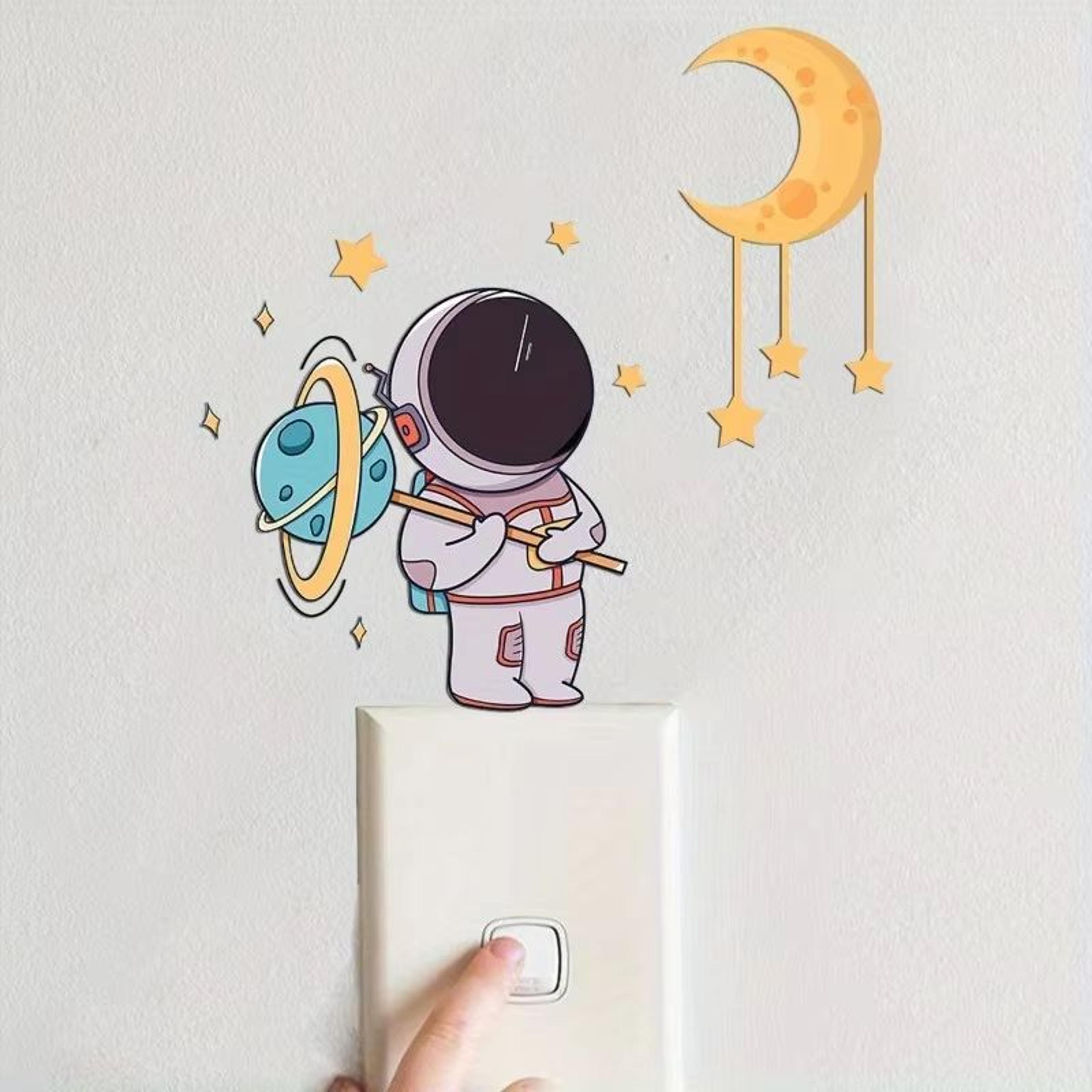 Luminous Astronaut Stars Moon Switch Wall Stickers 3