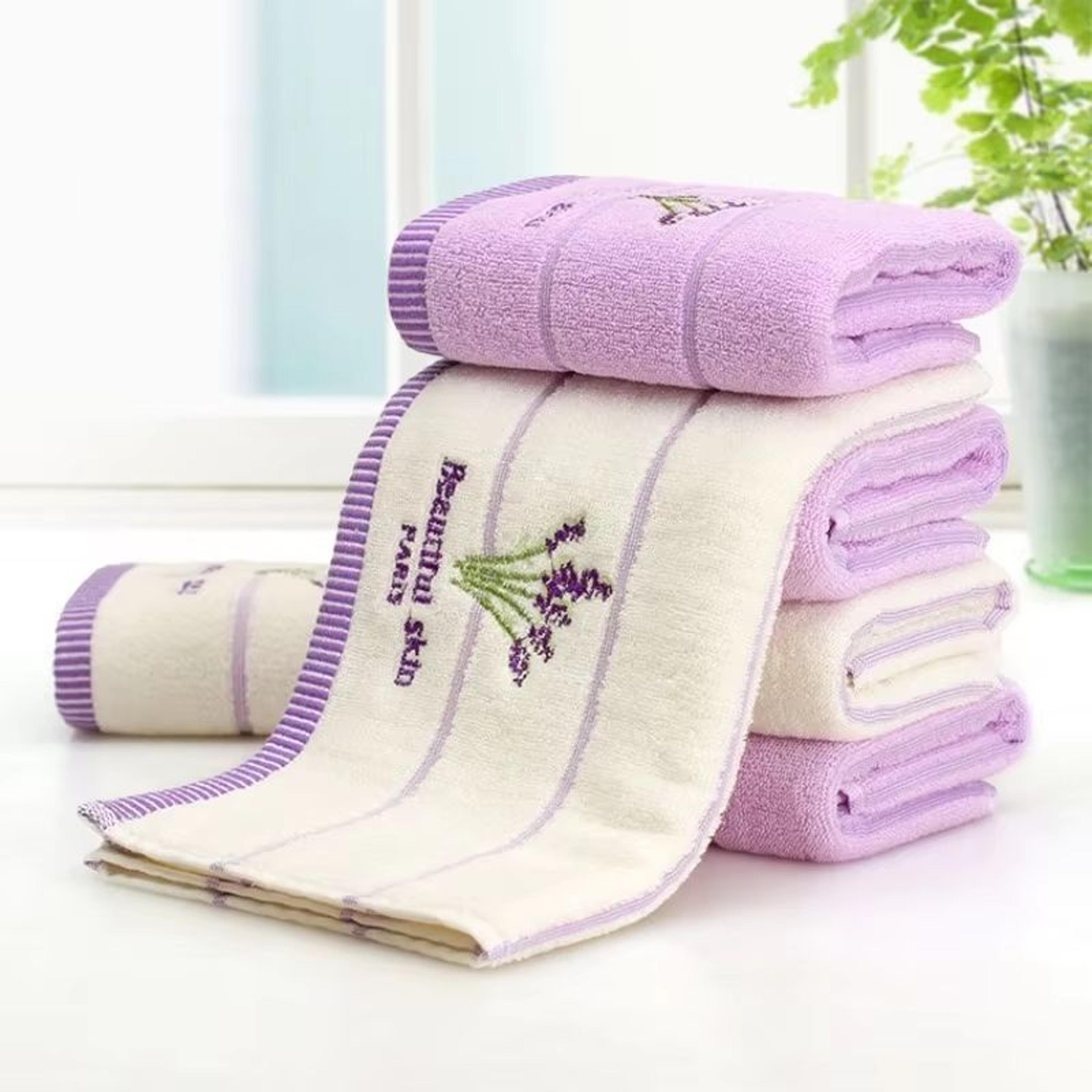 Aromatherapy Lavender Cotton Bath And Hand Towel Set 8