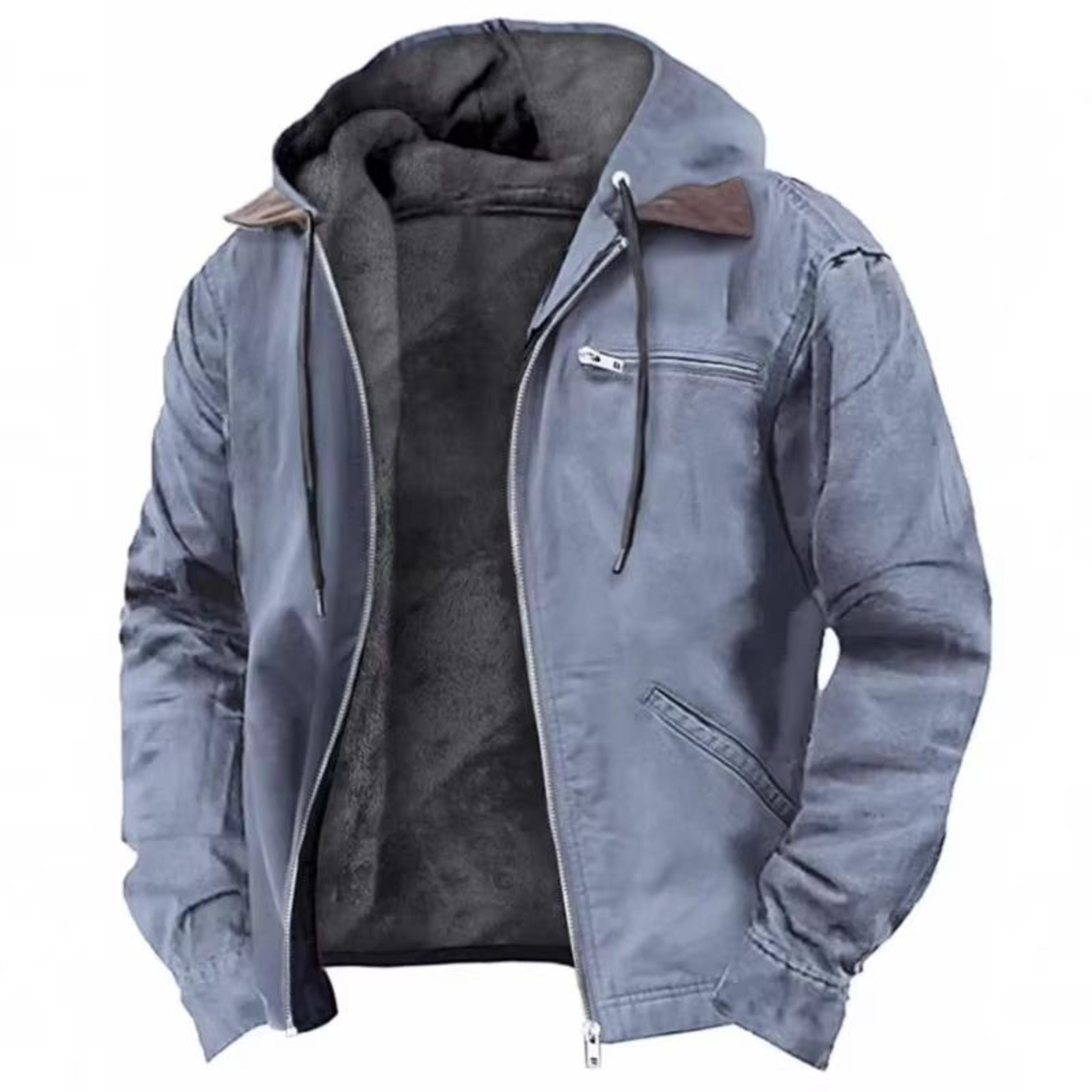 Mens Autumn Winter Fleecelined Zipper Hooded Casual Jacket 2