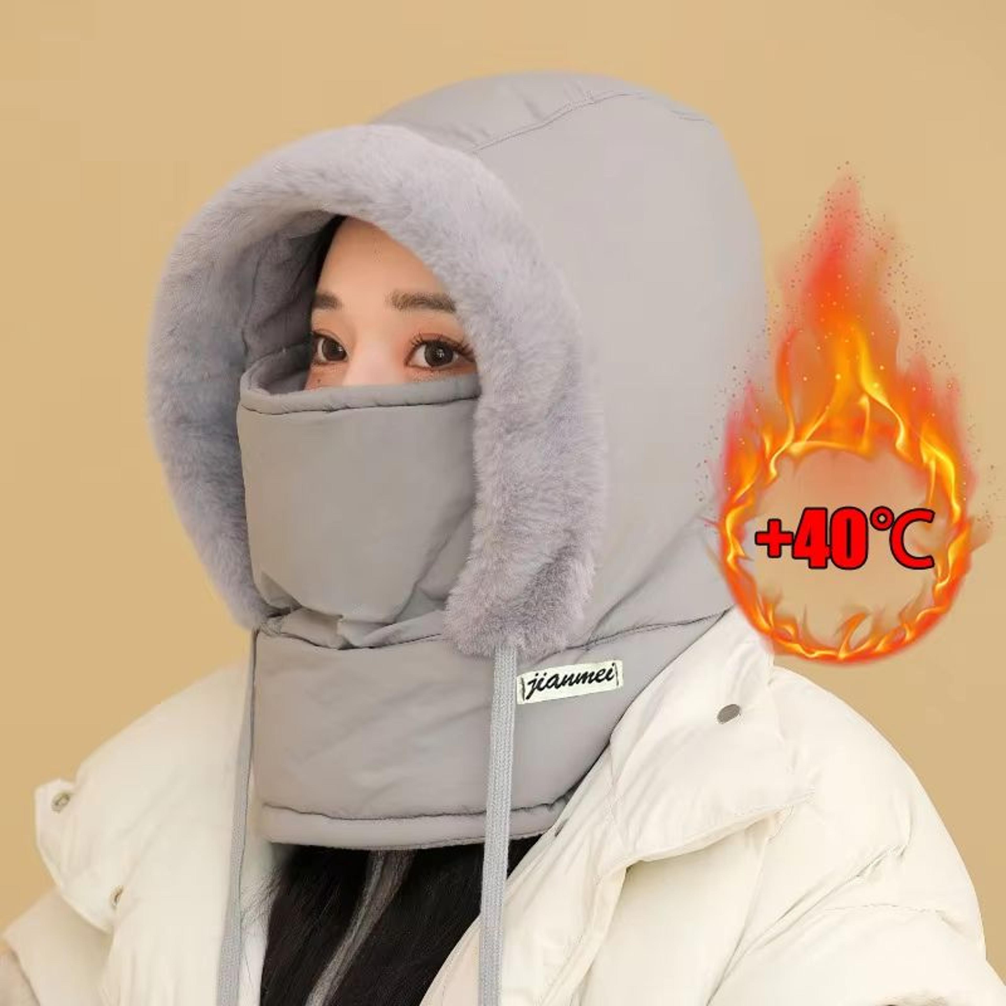 Thermal 3 In 1 Hooded Scarf Hat With Plush Neck Warmer 2