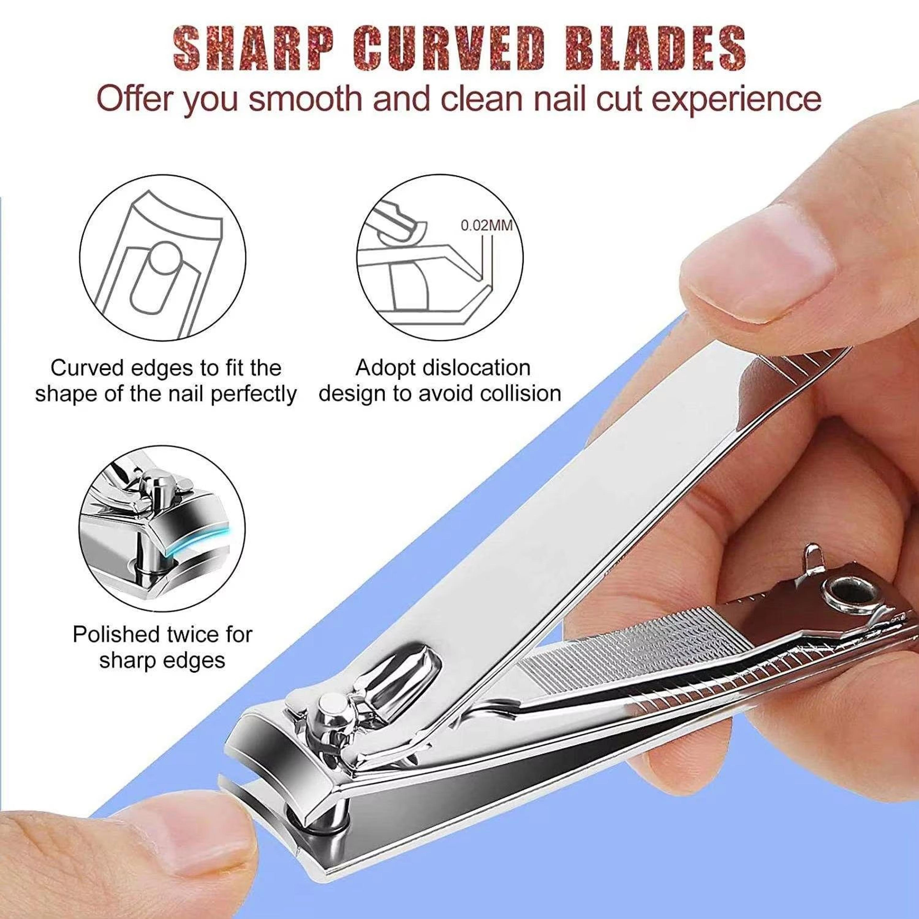 PrecisionEdge Premium Stainless Steel Nail Clipper Set With BuiltIn Nail File 2Piece 3