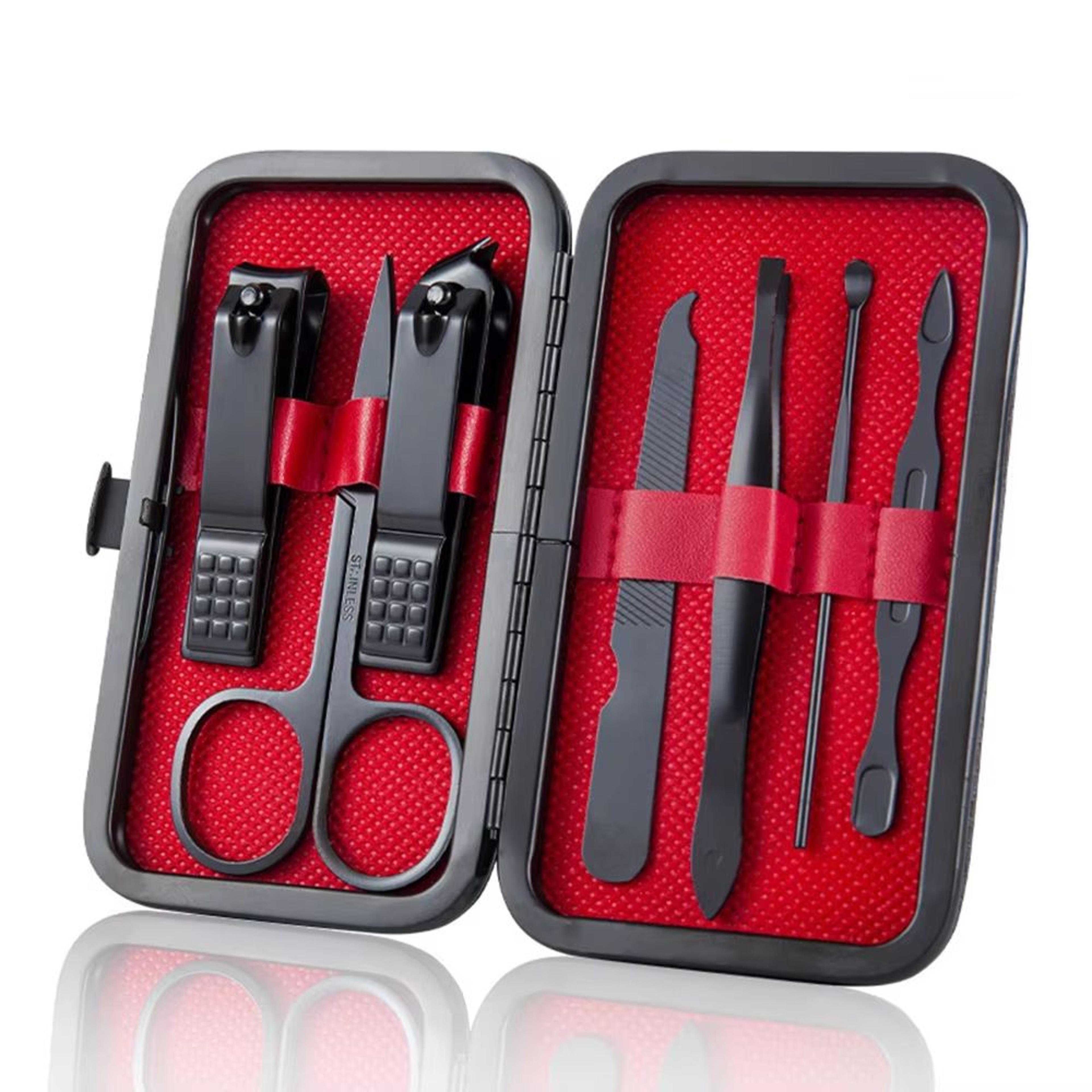 ElegantEdge 7Piece Stainless Steel Nail Set  Black Grooming Kit For Fingers  Toes 6