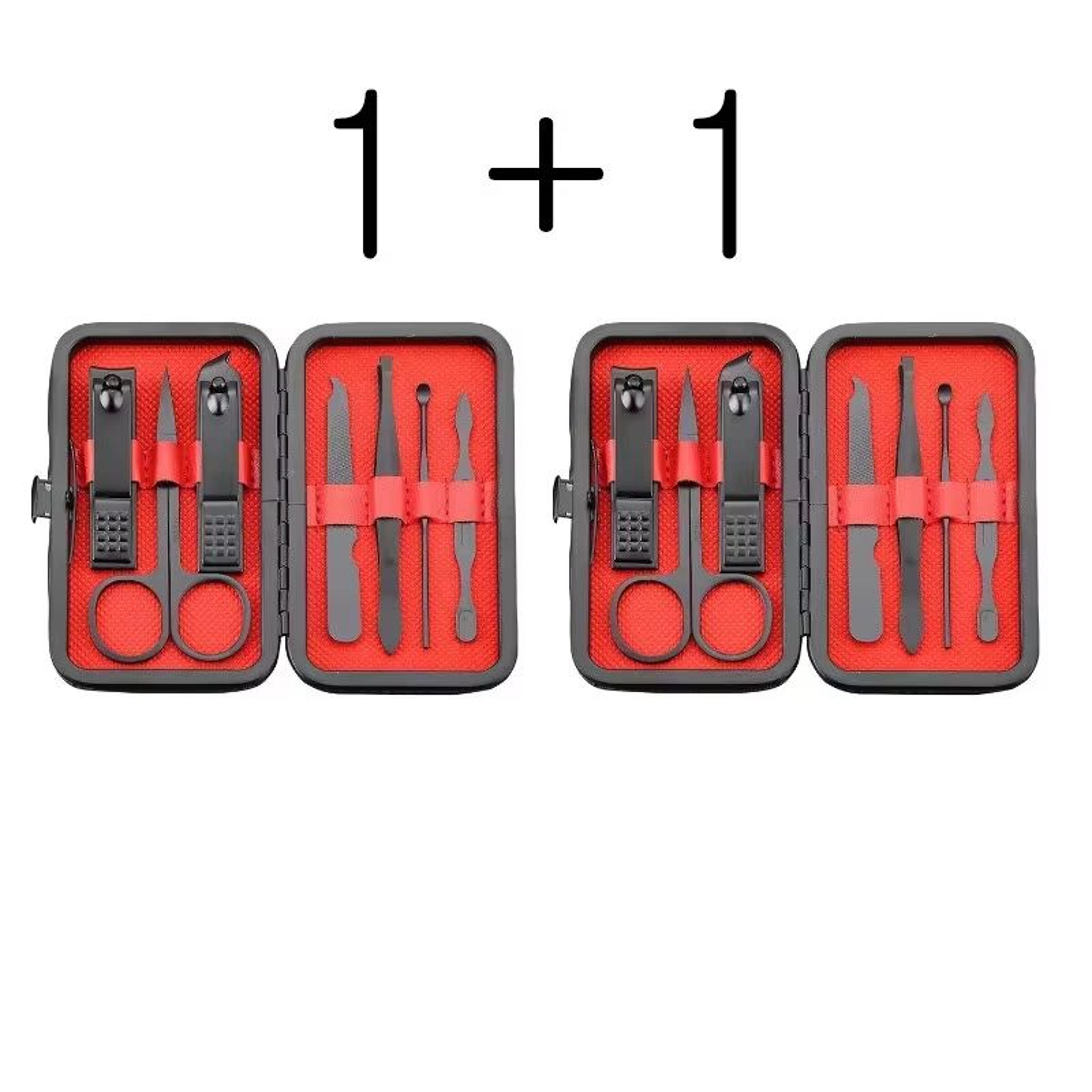 ElegantEdge 7Piece Stainless Steel Nail Set  Black Grooming Kit For Fingers  Toes 7
