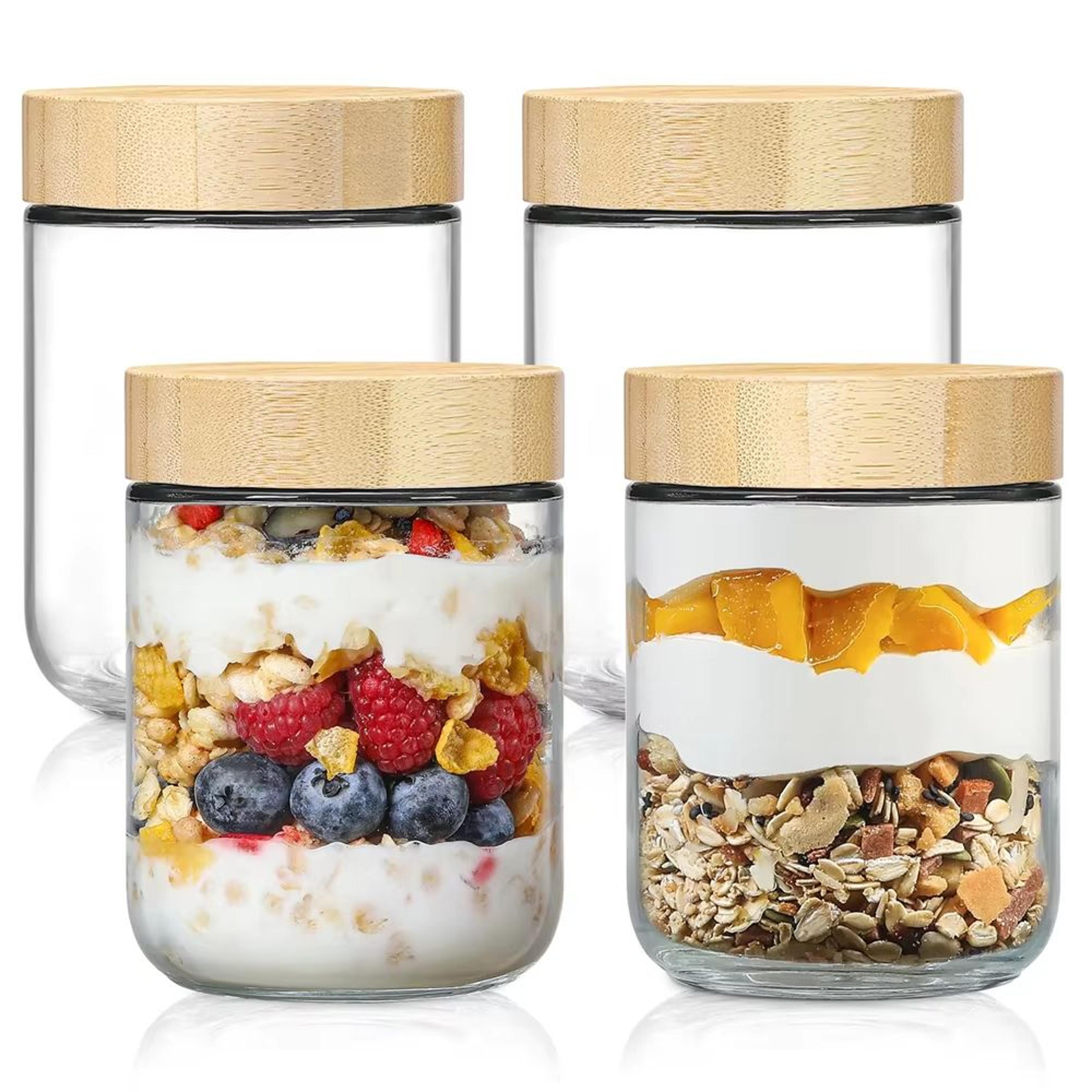 EcoJar 16oz Airtight Glass Jars With Bamboo Lids  4Pack Storage Set For Overnight Oats Snacks Yogur 6